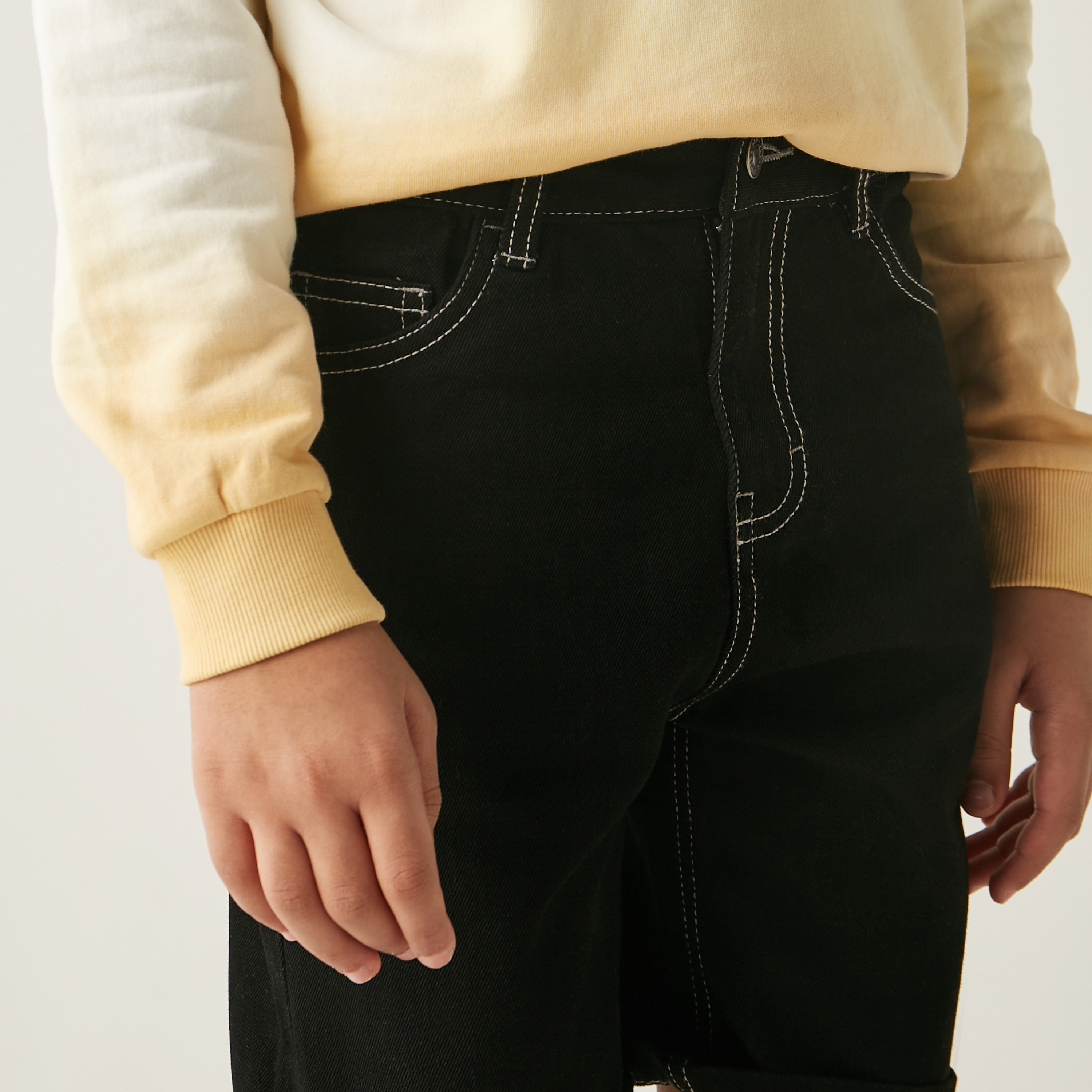 Juniors Solid Denim Shorts with Button Closure and Pockets-boys-clothing-bottoms-shorts-image-4