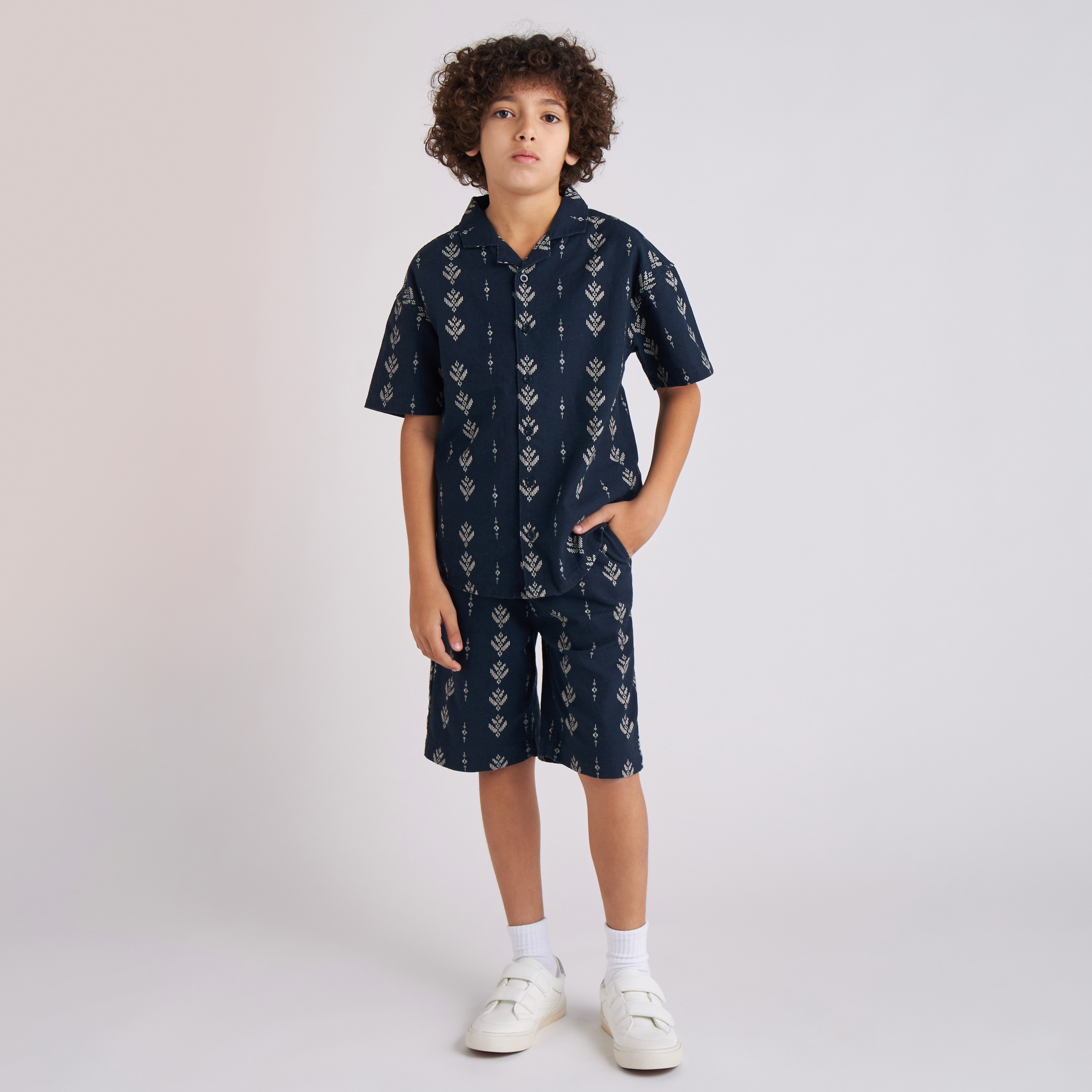 Juniors All-Over Printed Shirt and Elasticated Shorts Set-boys-clothing-setsandcoords-image-1
