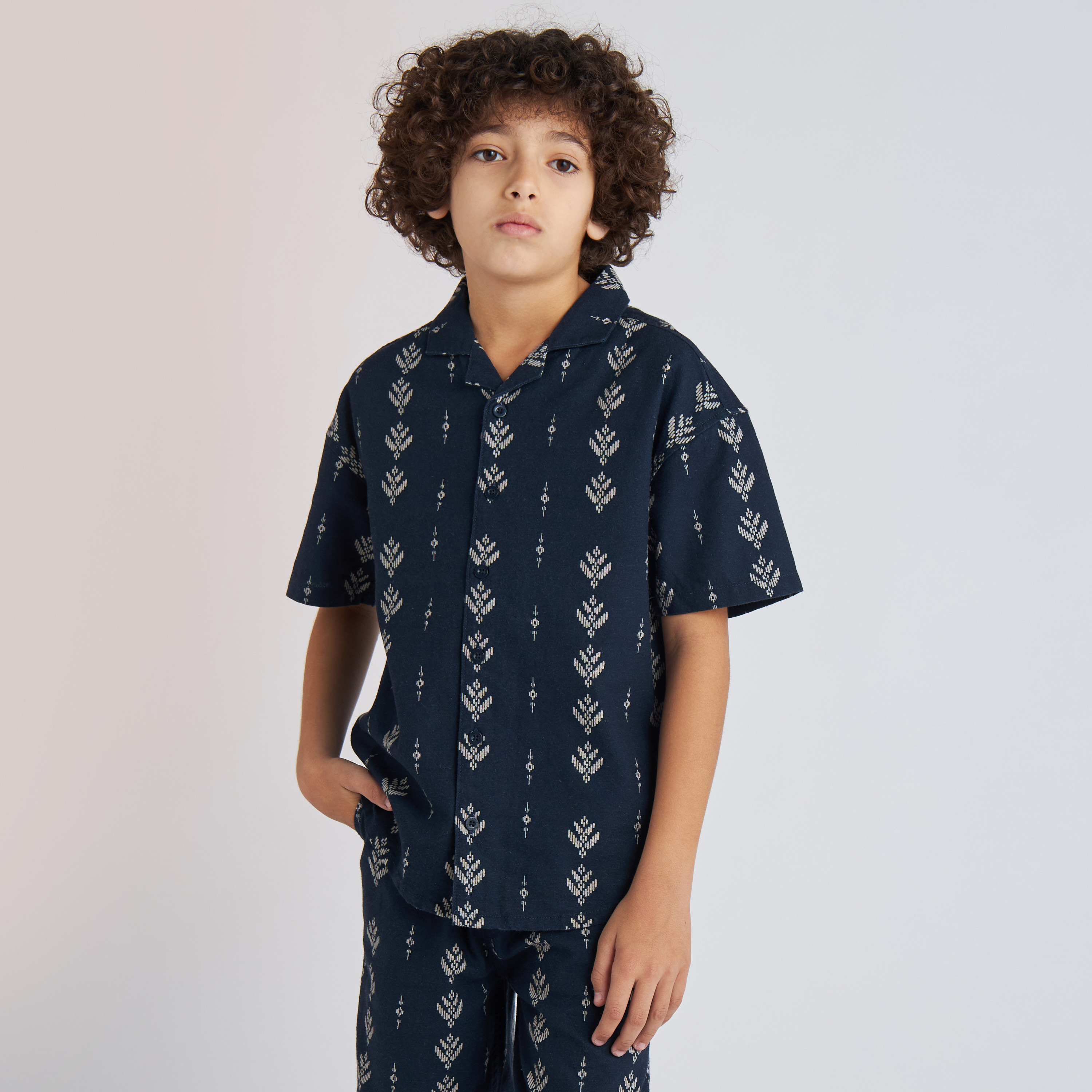 Juniors All-Over Printed Shirt and Elasticated Shorts Set-boys-clothing-setsandcoords-image-2