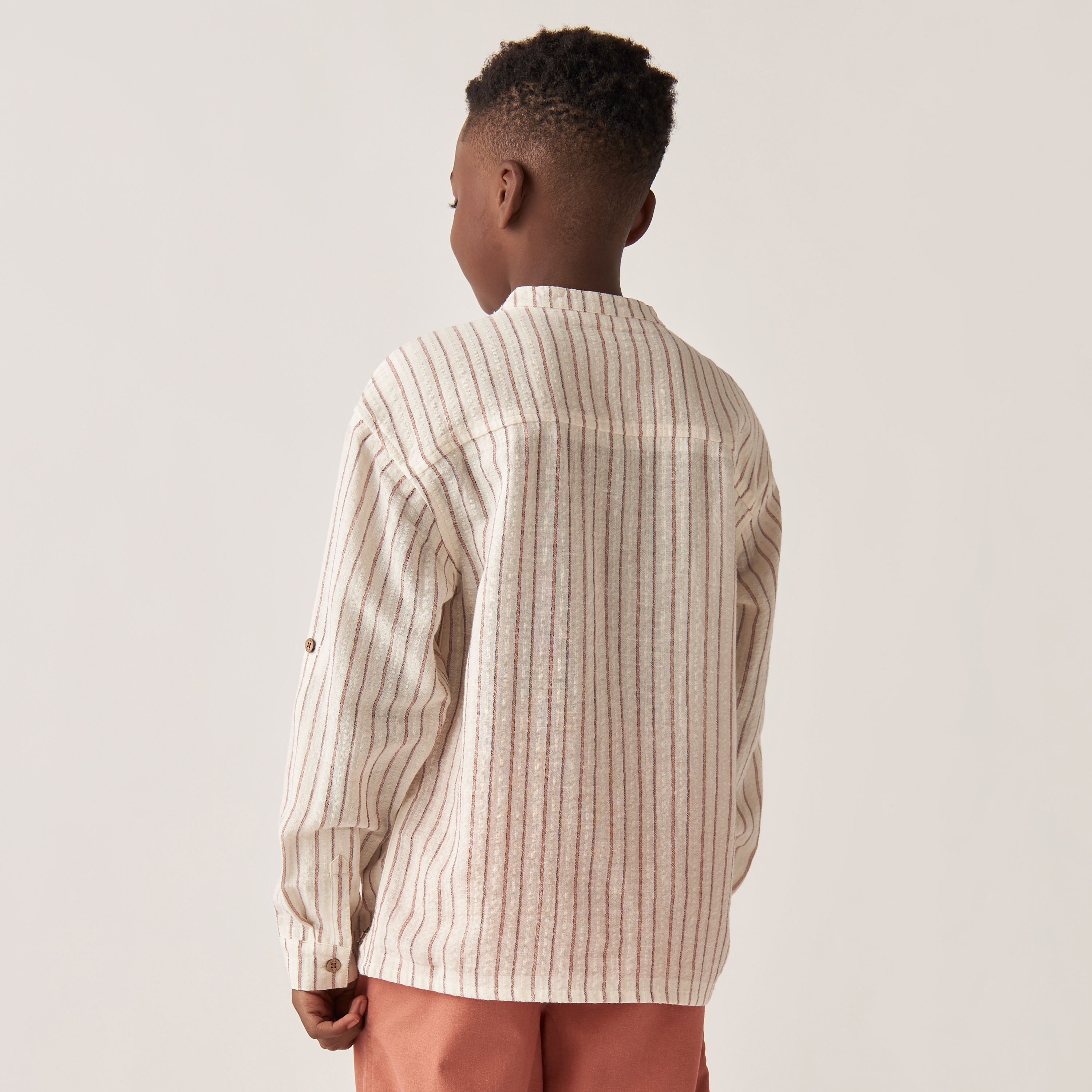 قميص مقلم بياقة ماندارين وأكمام طويلة من إليجو-boys-clothing-shirts-image-3
