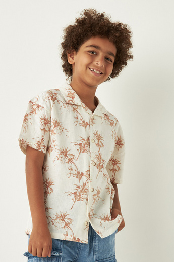 Buy All-Over Floral Print Shirt with Short Sleeves