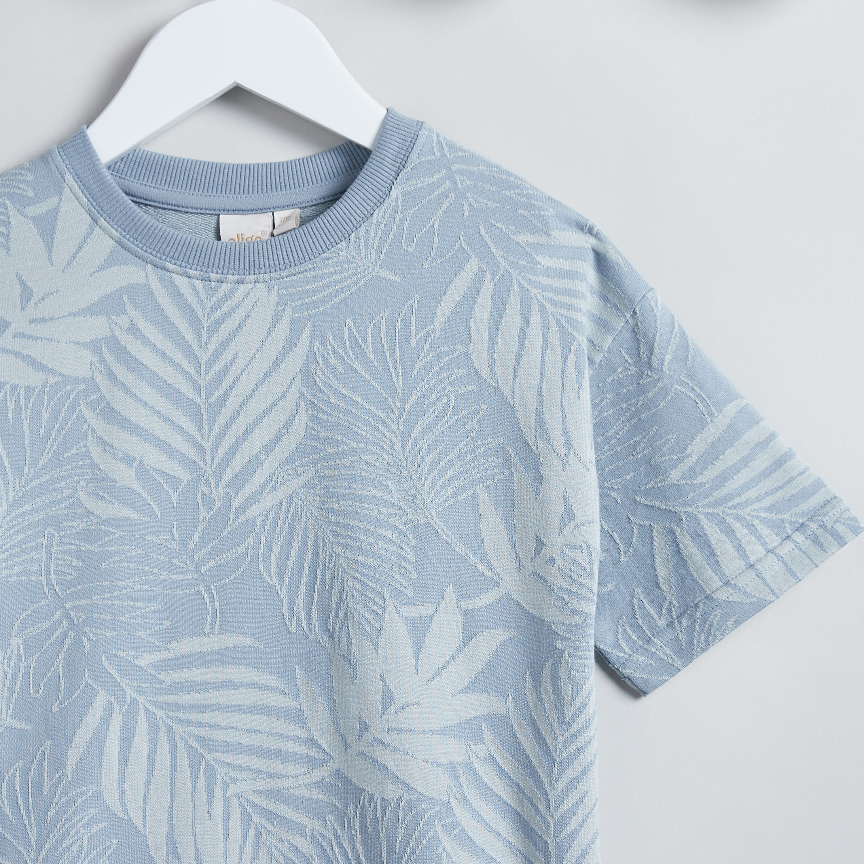 Eligo All-Over Floral Textured T-shirt and Elasticated Shorts Set-boys-clothing-setsandcoords-image-4