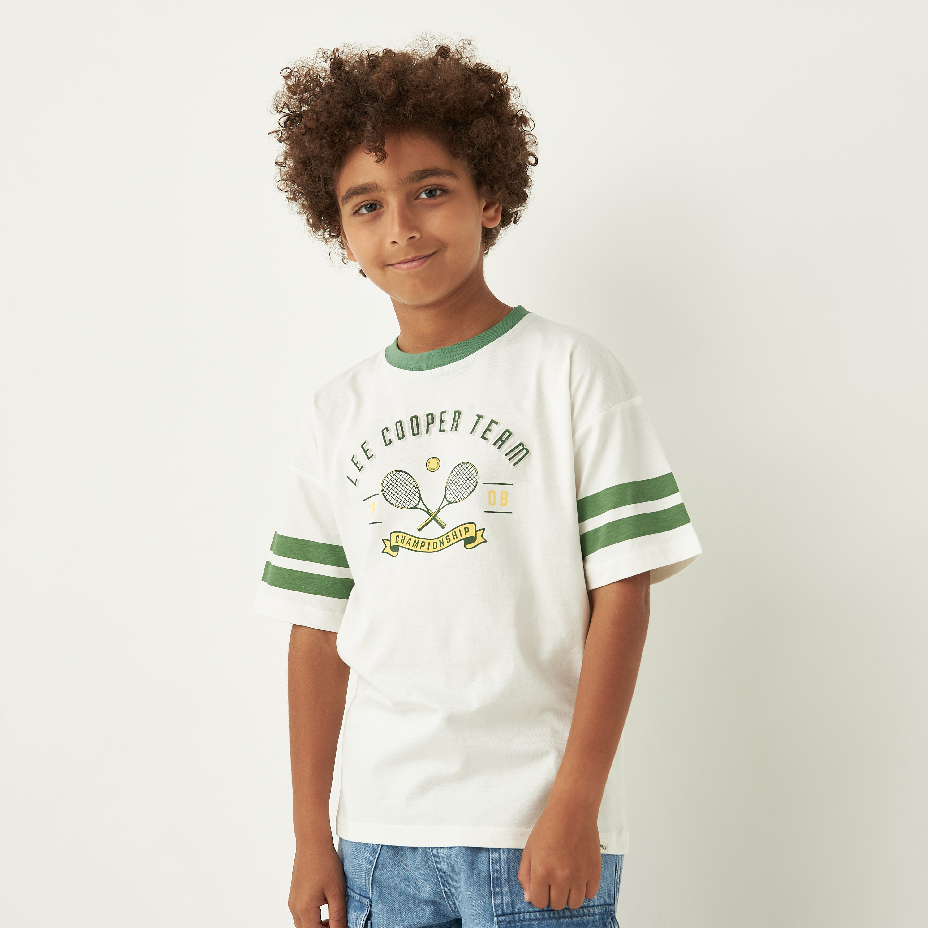 Lee Cooper Graphic Print T-shirt with Short Sleeves and Crew Neck-boys-clothing-tshirtsandpolos-image-1