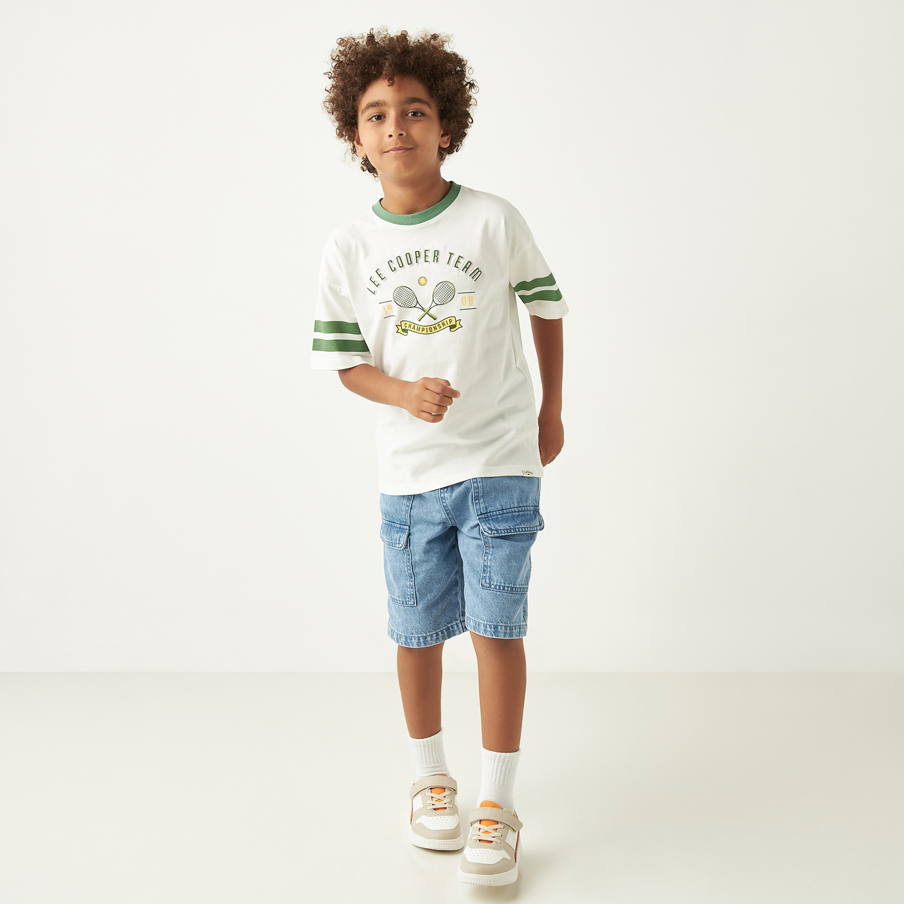Lee Cooper Graphic Print T-shirt with Short Sleeves and Crew Neck-boys-clothing-tshirtsandpolos-image-2