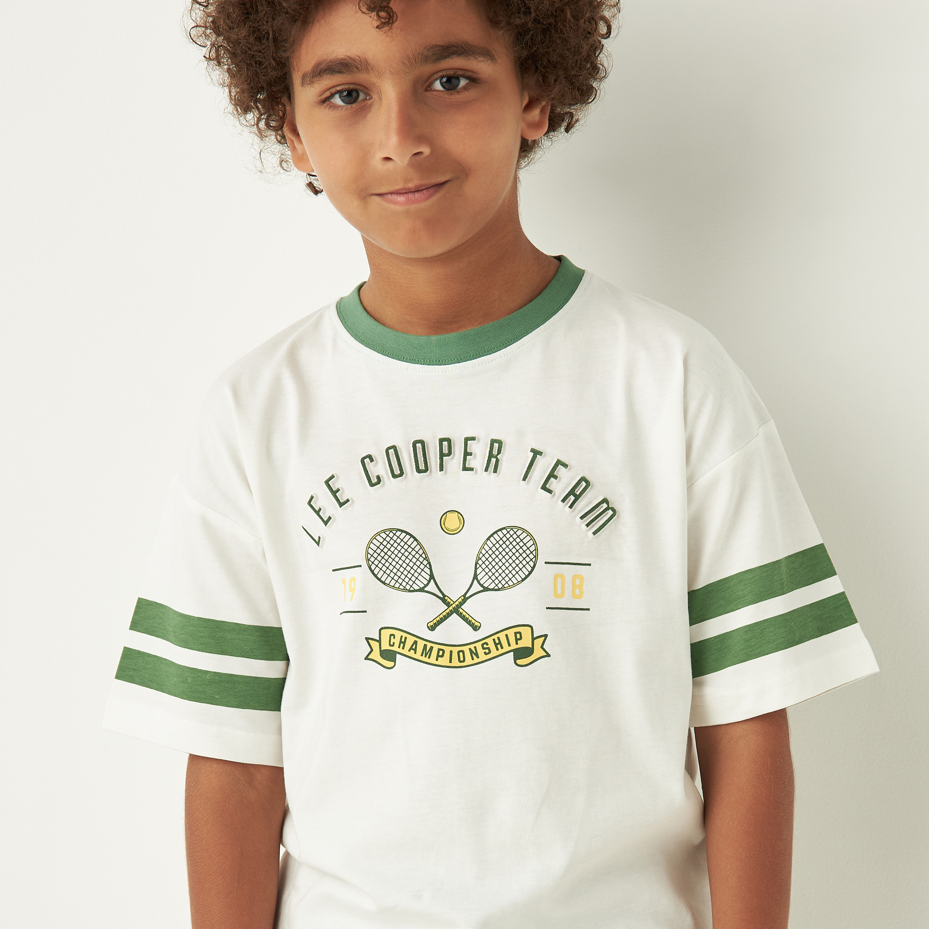 Lee Cooper Graphic Print T-shirt with Short Sleeves and Crew Neck-boys-clothing-tshirtsandpolos-image-4