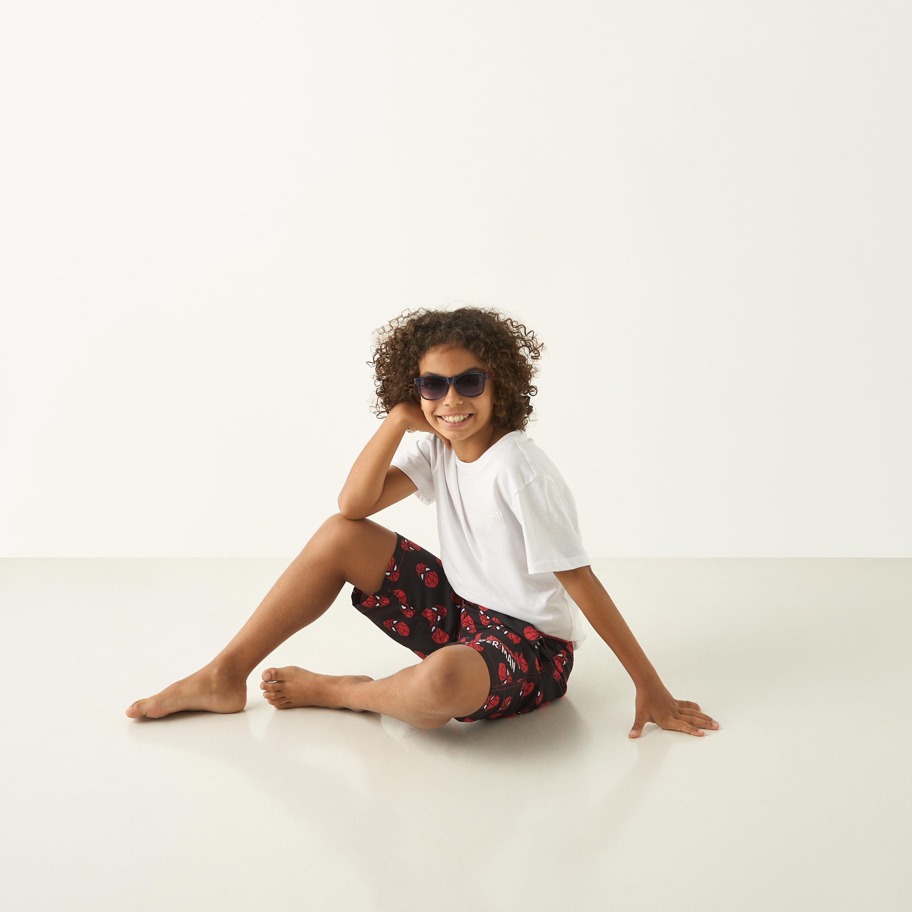 All Over Spider-Man Print Swim Shorts with Drawstring Closure and Pockets-sports-boys-clothing-swimwear-image-2