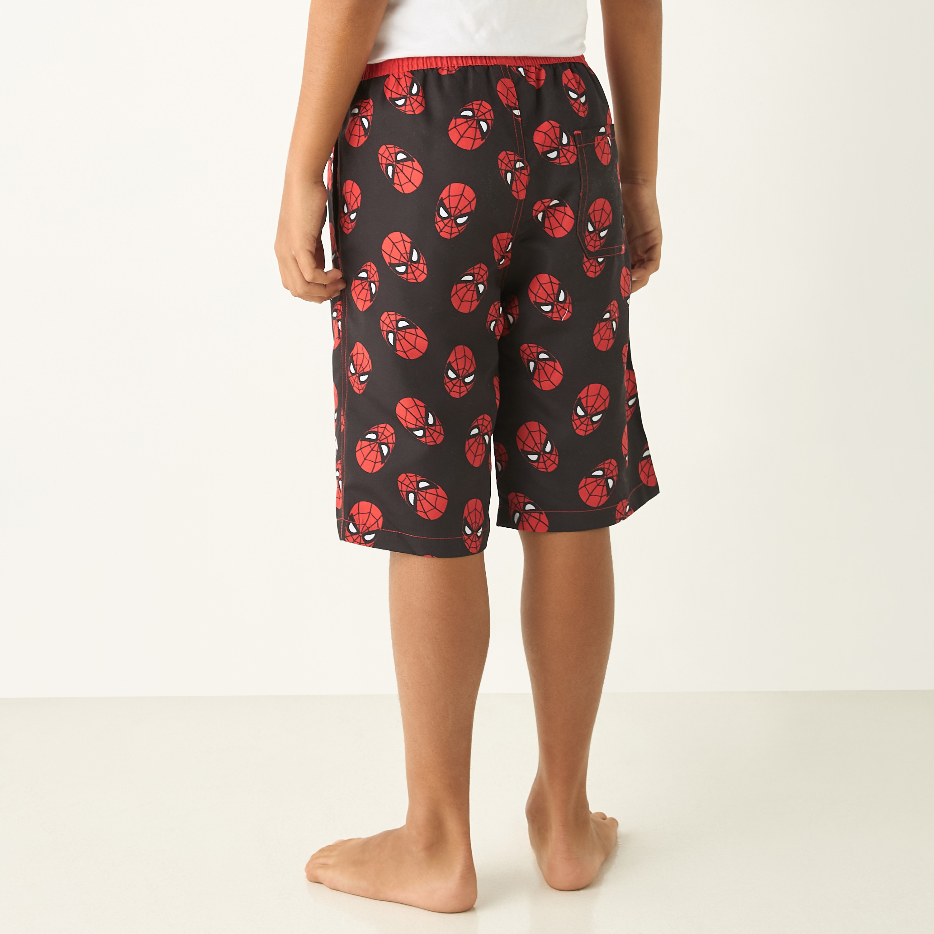 All Over Spider-Man Print Swim Shorts with Drawstring Closure and Pockets-sports-boys-clothing-swimwear-image-3