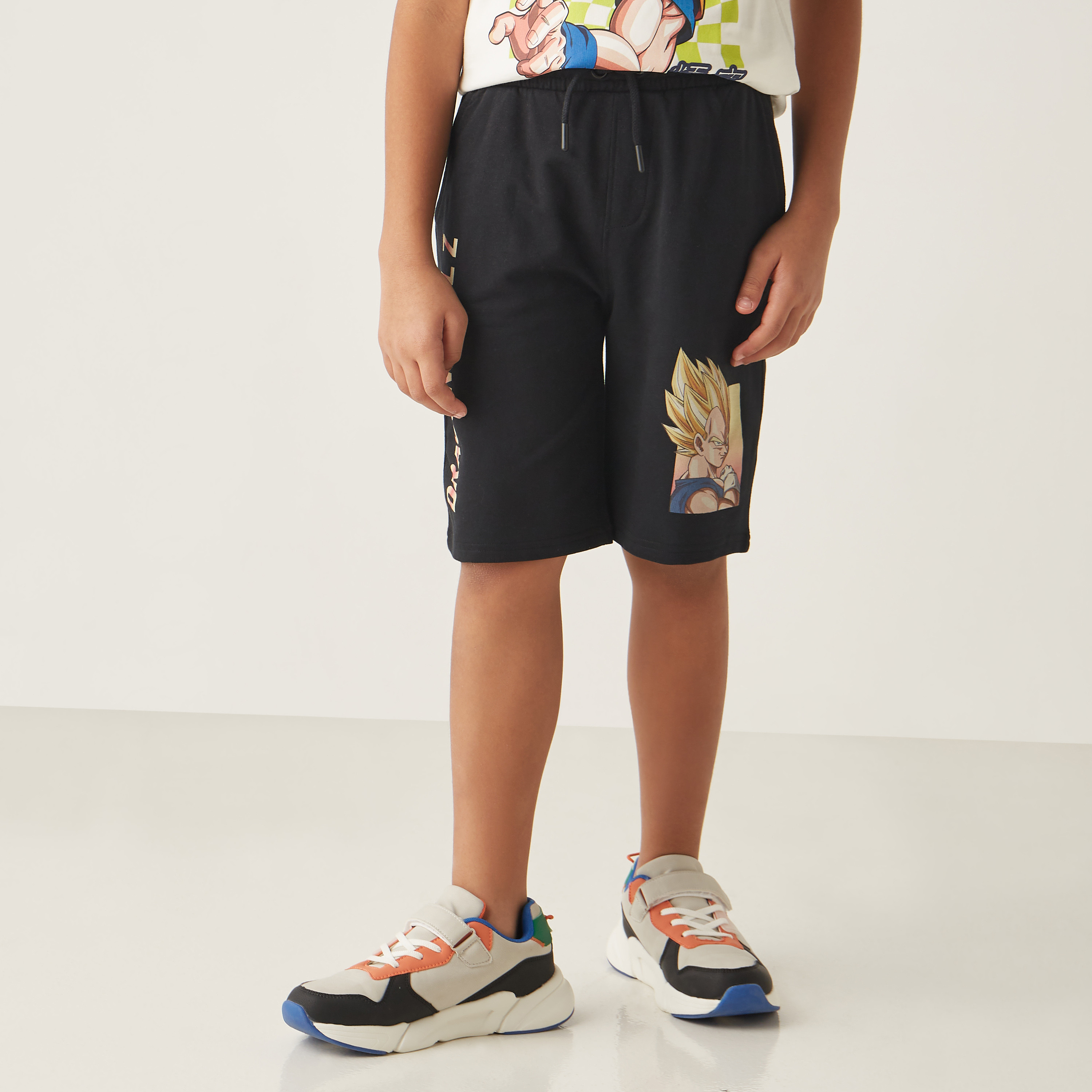 Spacetoon Dragon Ball Print Cotton Shorts with Drawstring Closure and Pockets-boys-clothing-bottoms-shorts-image-1