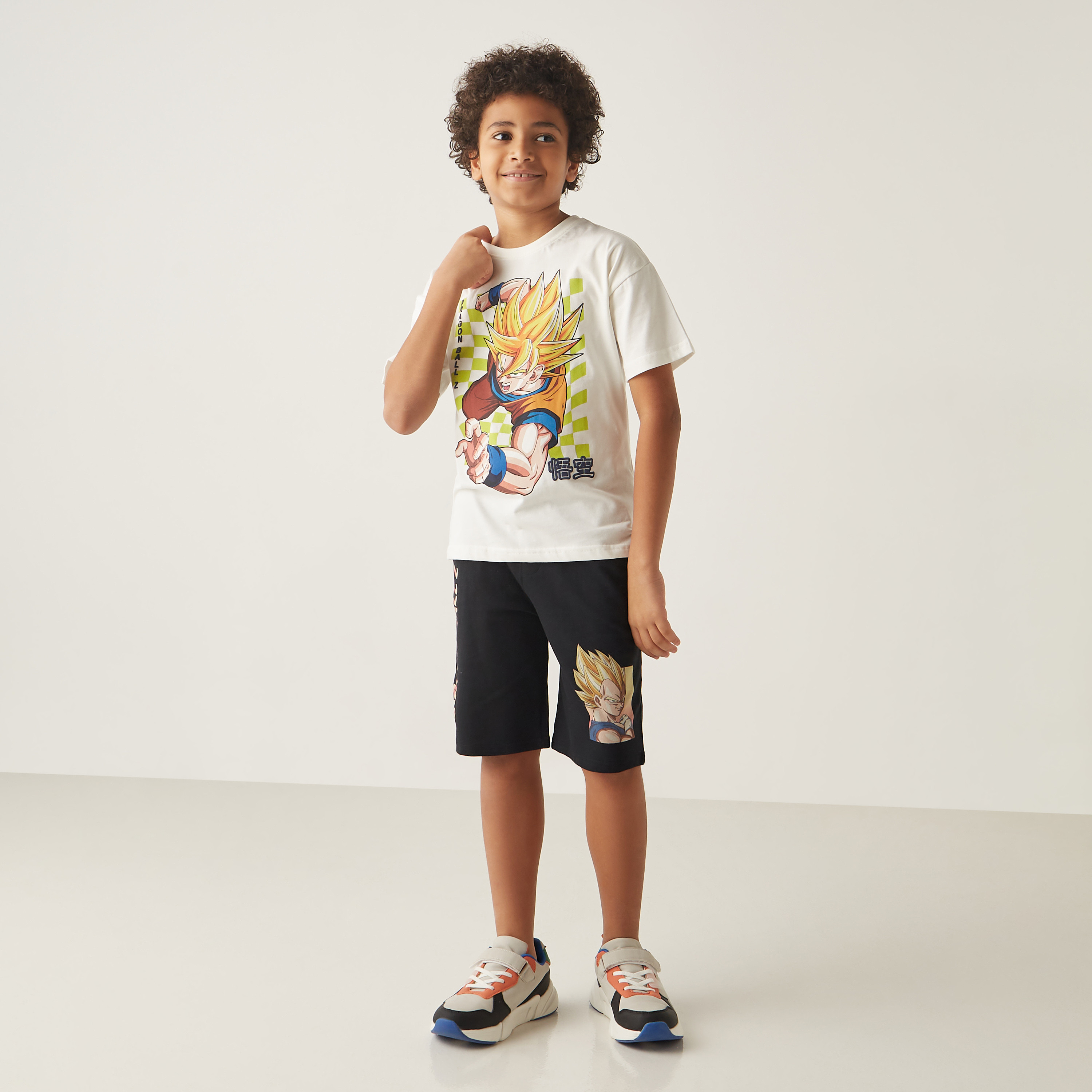 Spacetoon Dragon Ball Print Cotton Shorts with Drawstring Closure and Pockets-boys-clothing-bottoms-shorts-image-2