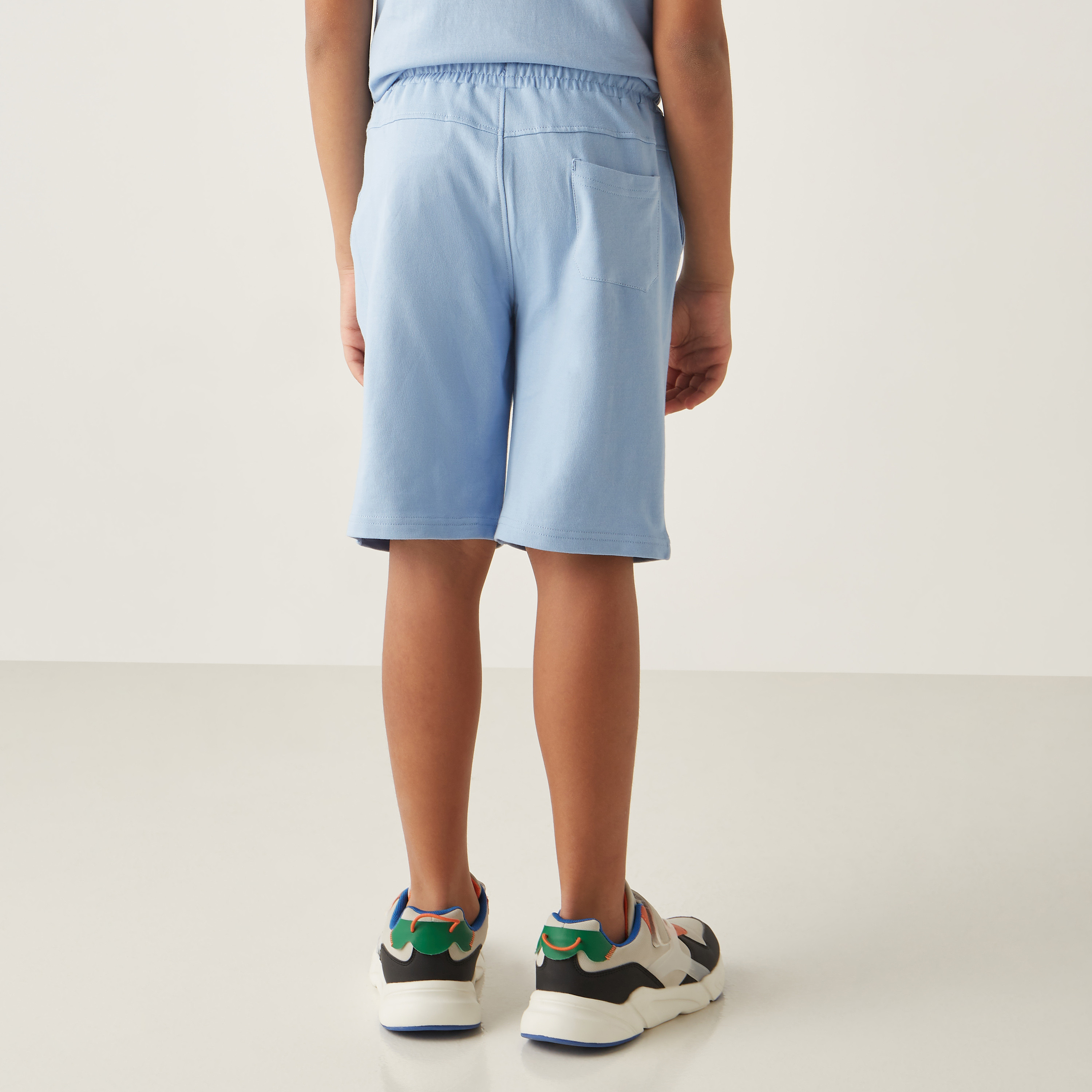 Peanuts Print Cotton Shorts with Drawstring Closure and Pockets-boys-clothing-bottoms-shorts-image-3