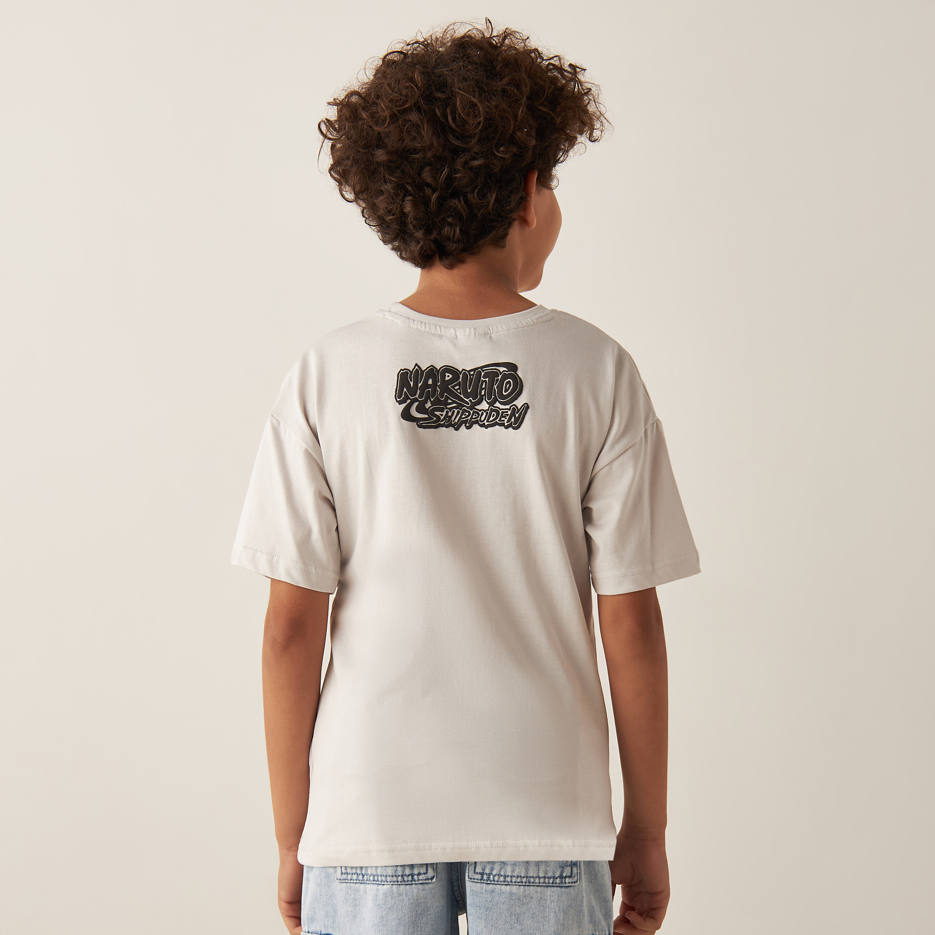 Naruto Print Crew Neck Cotton T-shirt with Short Sleeves-boys-clothing-tshirtsandpolos-image-3
