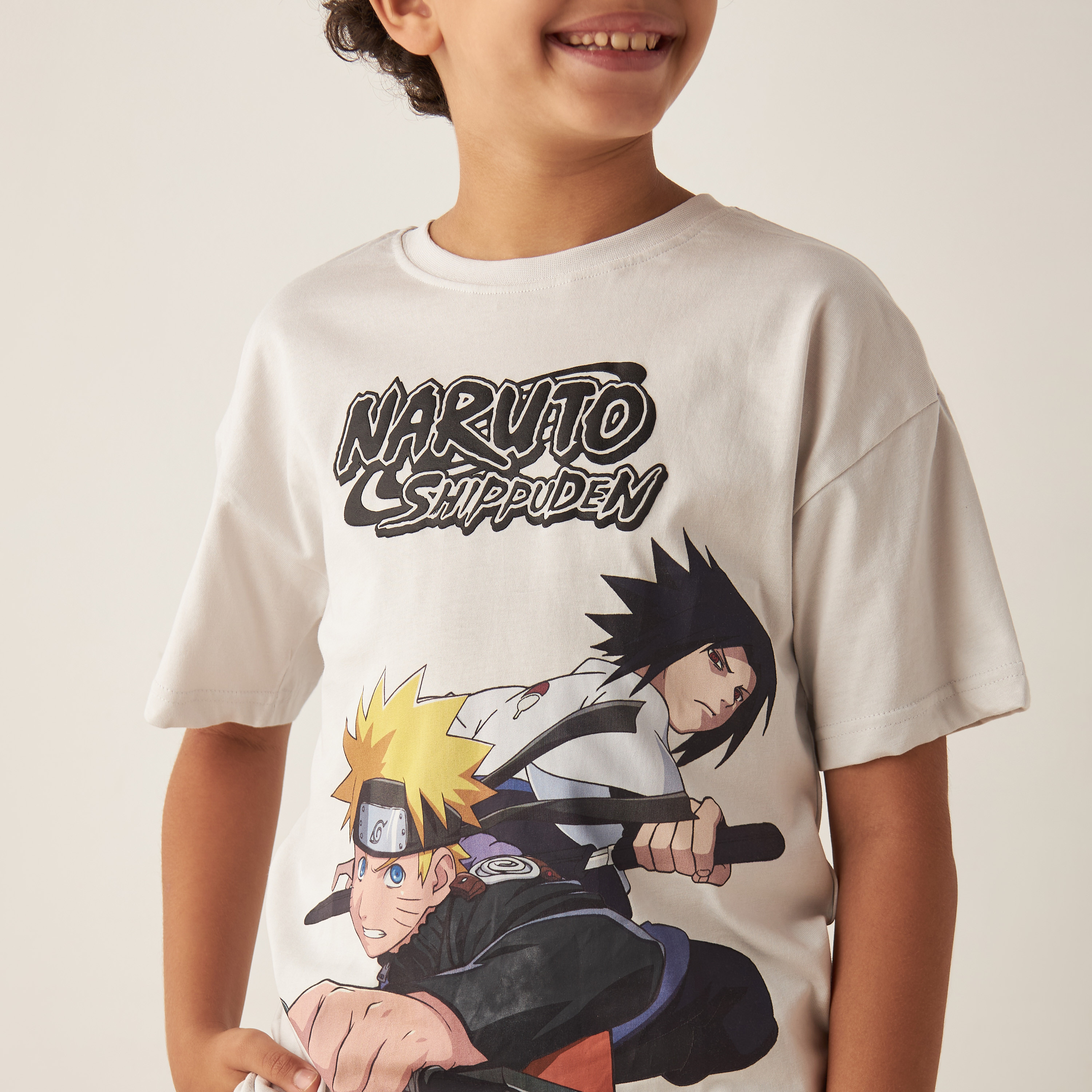 Naruto Print Crew Neck Cotton T-shirt with Short Sleeves-boys-clothing-tshirtsandpolos-image-4