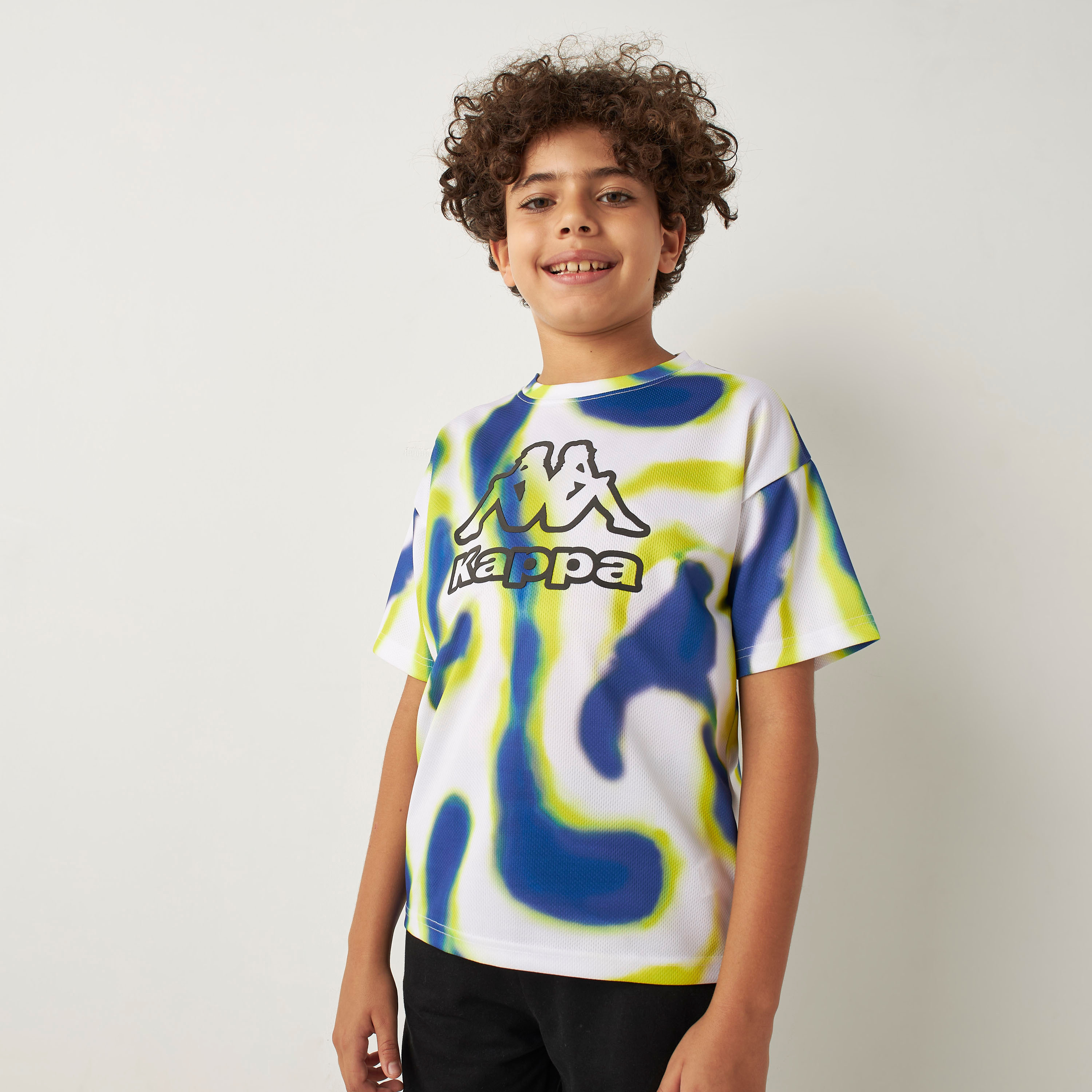 Kappa Logo Print Crew Neck T-shirt with Short Sleeves-boys-clothing-tshirtsandpolos-image-1