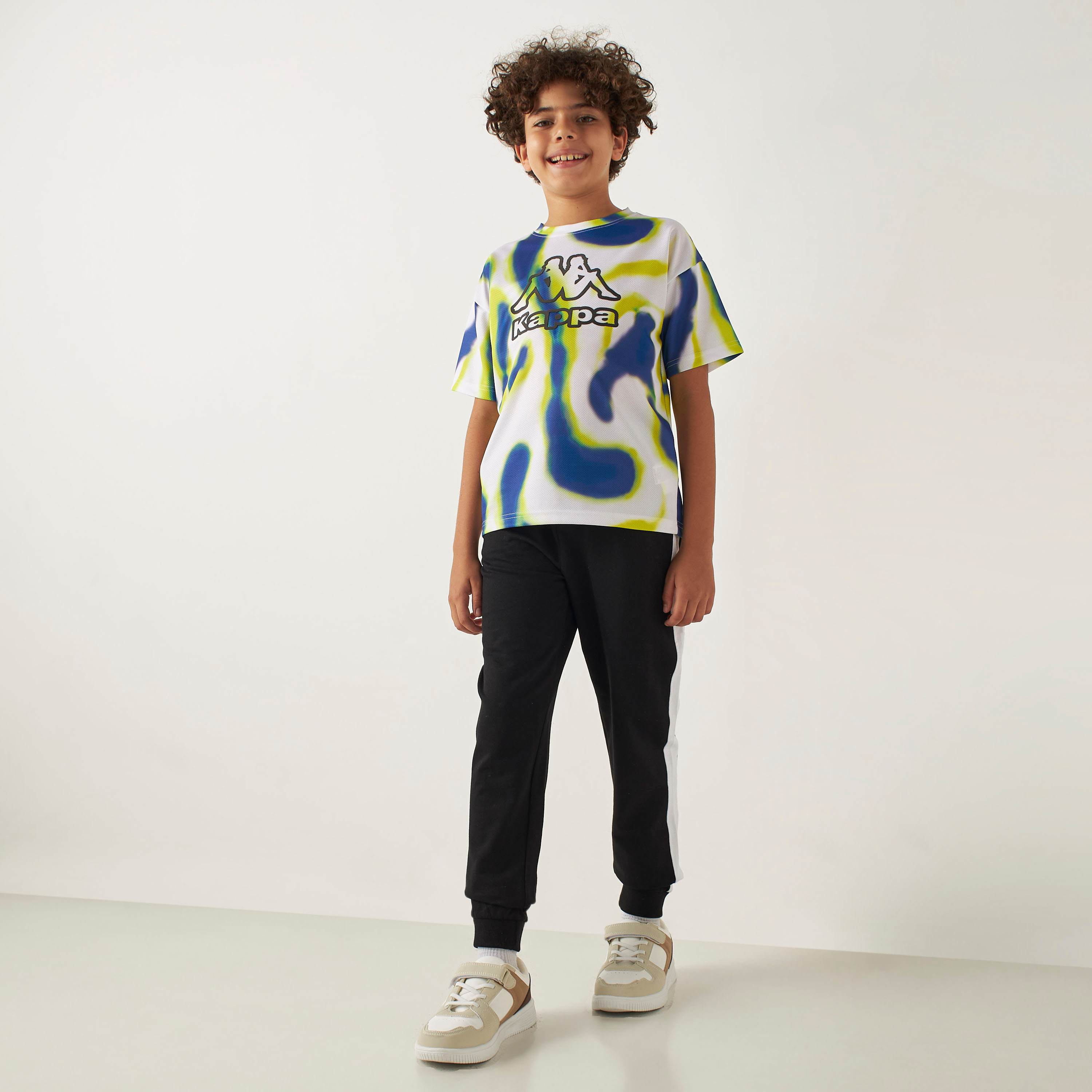 Kappa Logo Print Crew Neck T-shirt with Short Sleeves-boys-clothing-tshirtsandpolos-image-2