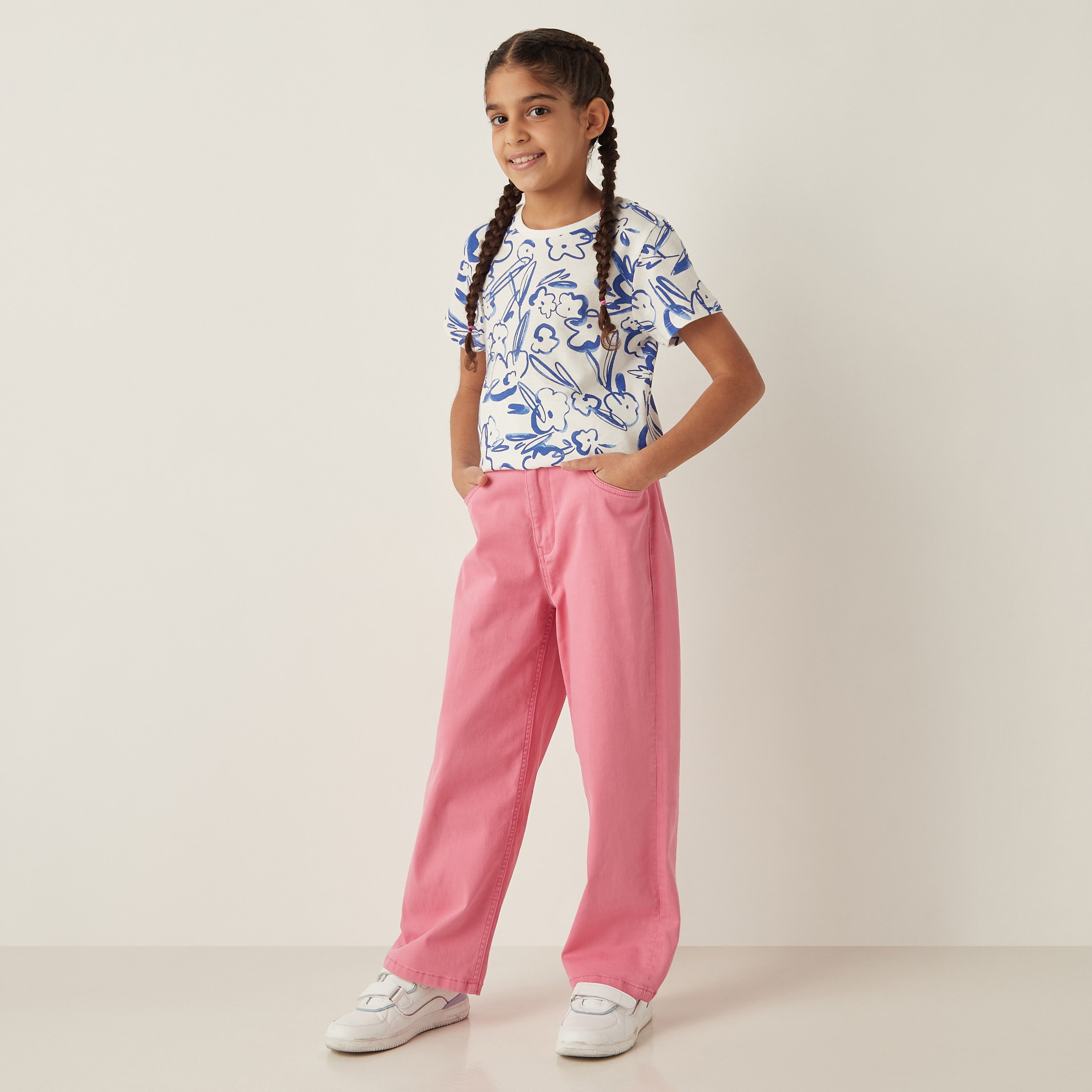 Juniors All-Over Floral Print T-shirt with Short Sleeves-girls-clothing-tshirts-image-2