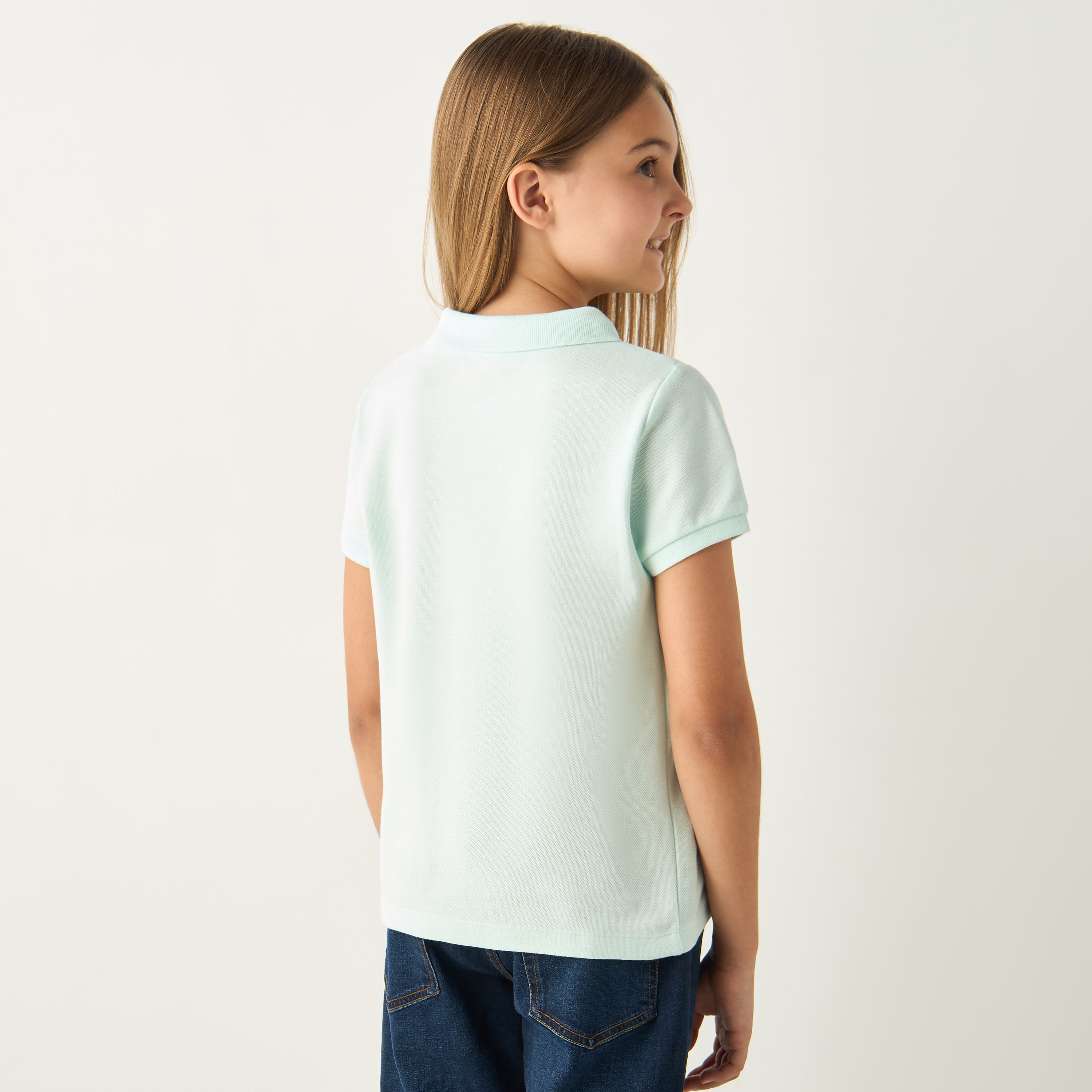 تيشيرت بولو بأكمام قصيرة وتطريز فراشة من جونيورز-girls-clothing-tshirts-image-3