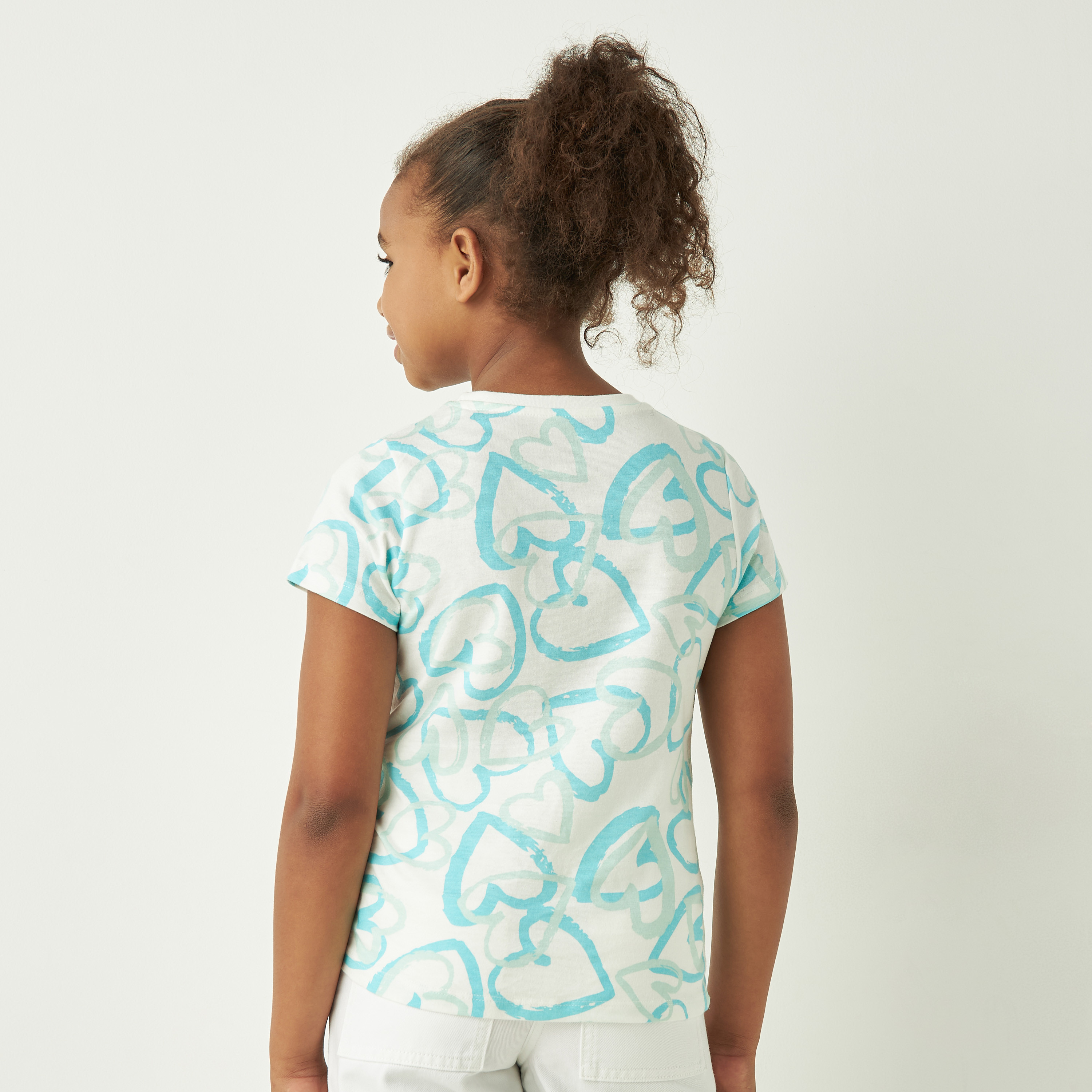 Juniors All-Over Print T-shirt with Crew Neck and Short Sleeves-girls-clothing-tshirts-image-3