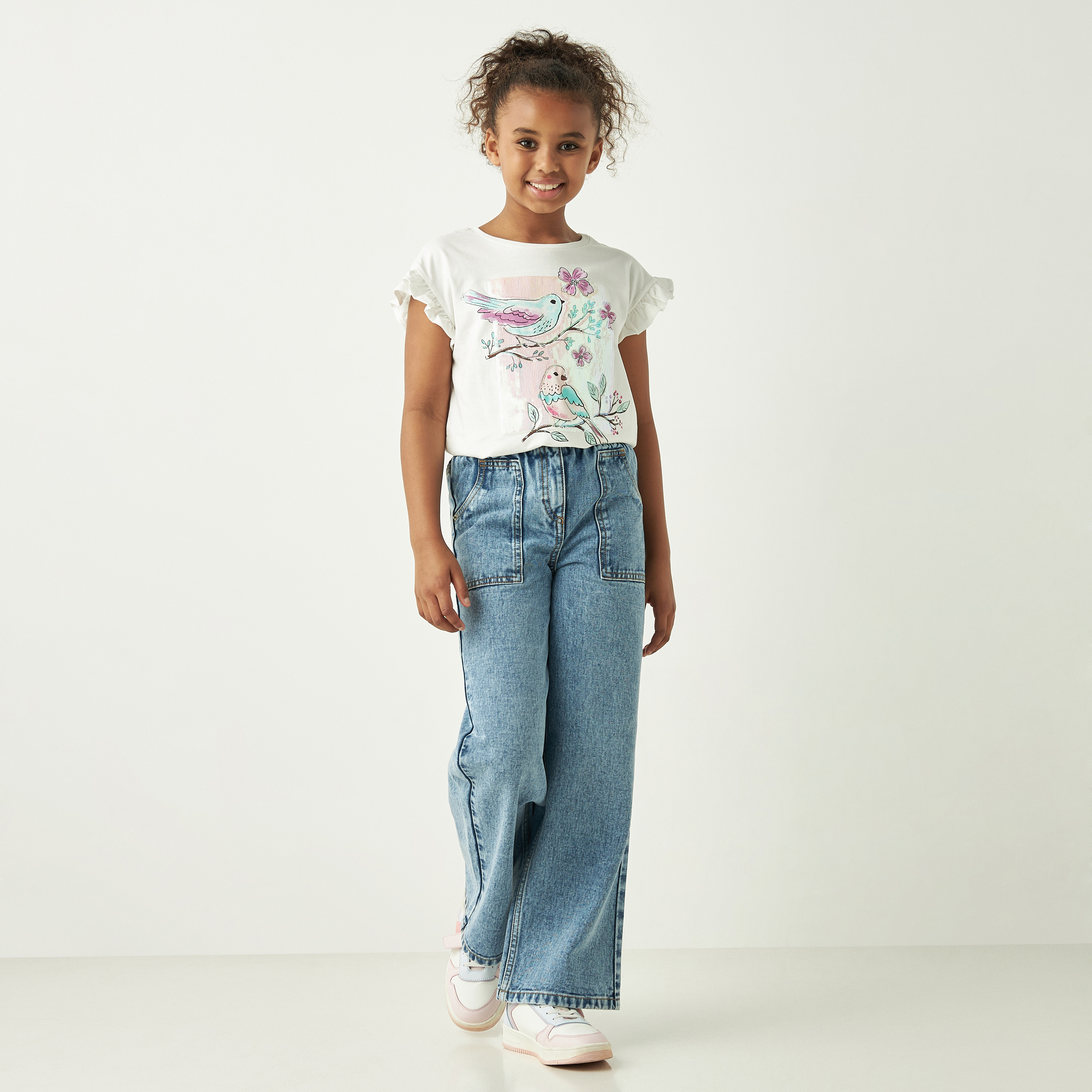تيشيرت بكشكش وتزيينات ترتر من جونيورز-girls-clothing-tshirts-image-2