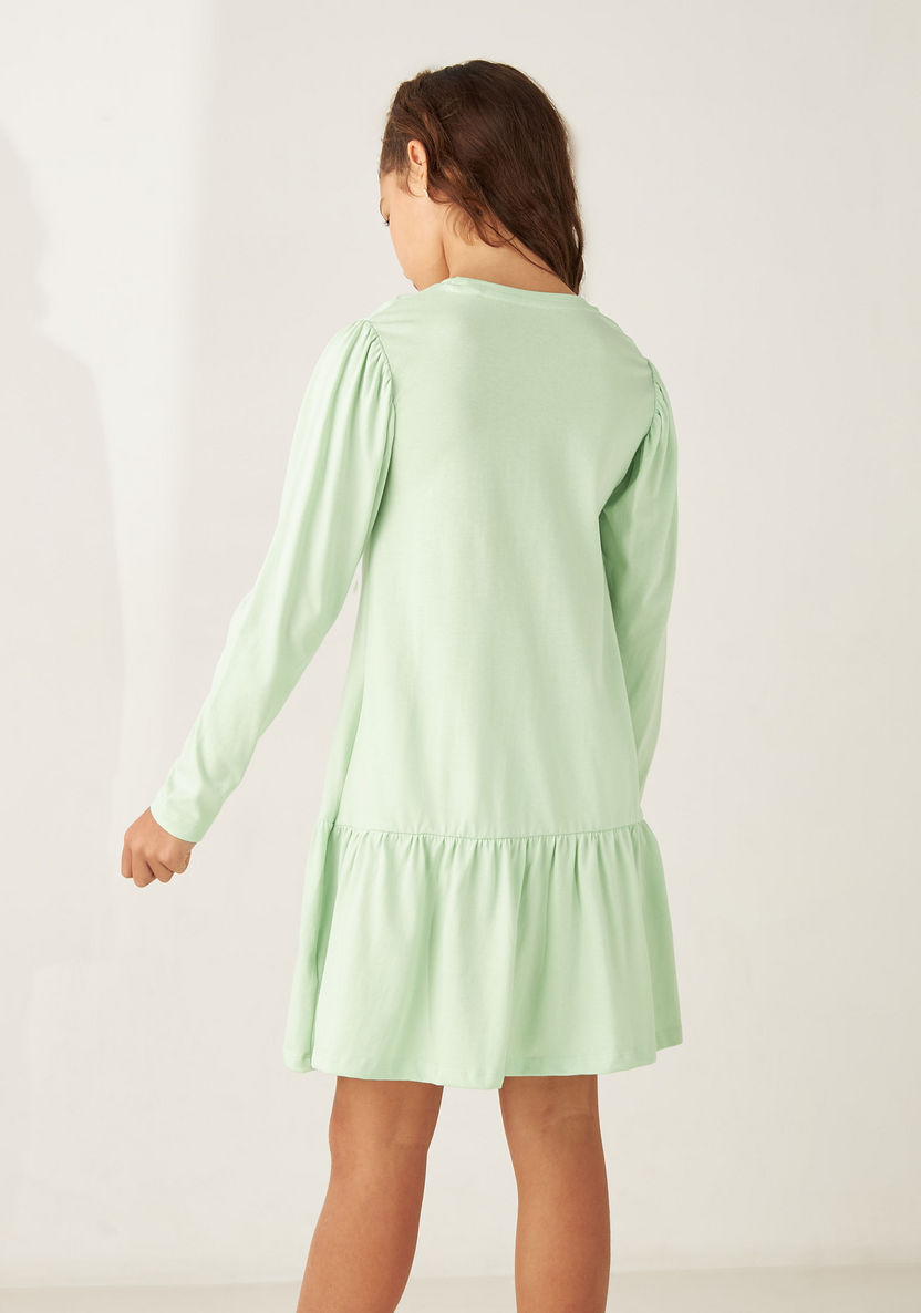 Buy Juniors Heart Print Drop Waist Dress with Long Sleeves Online for ...