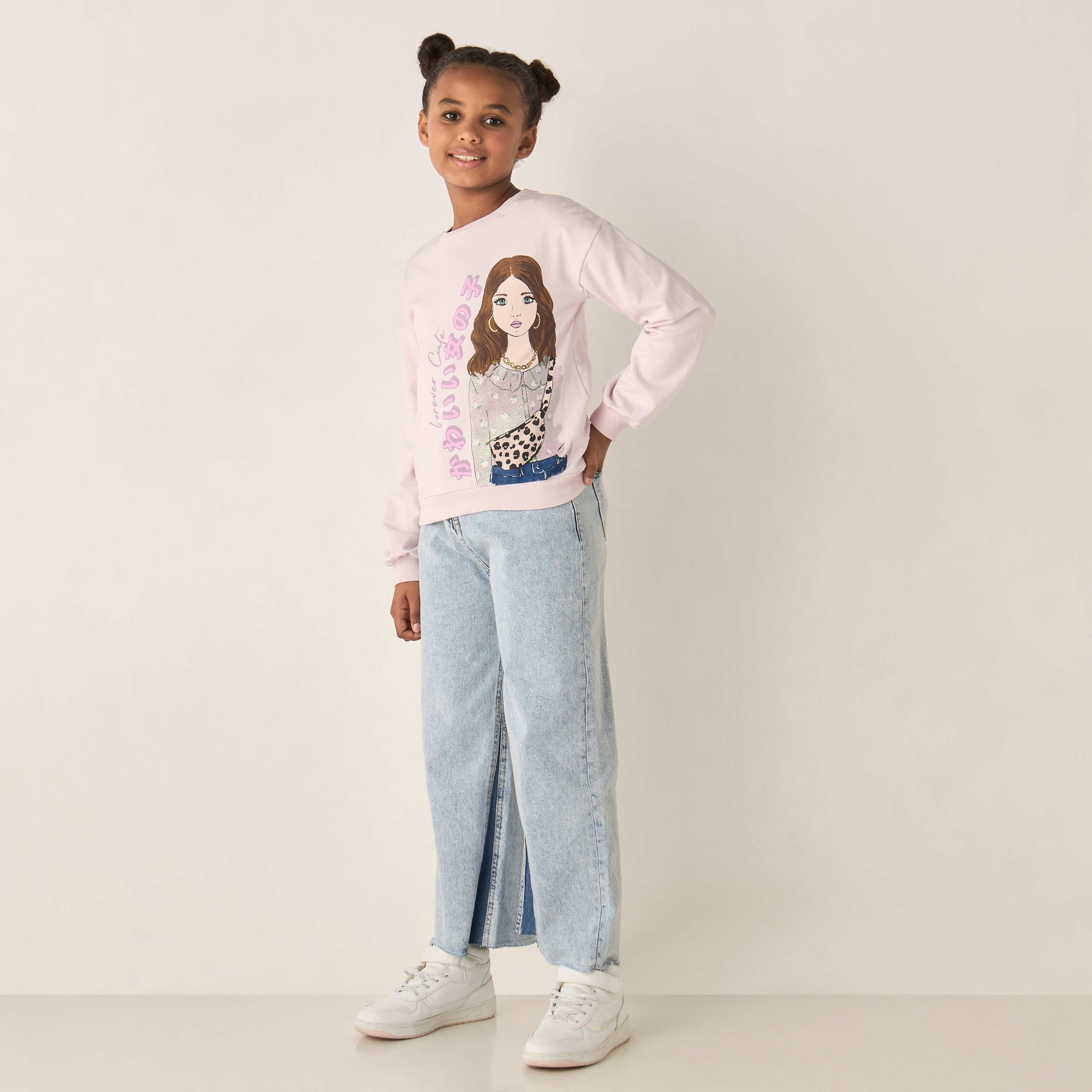 Juniors Graphic Print Pullover with Long Sleeves-girls-clothing-sweatshirts-image-2