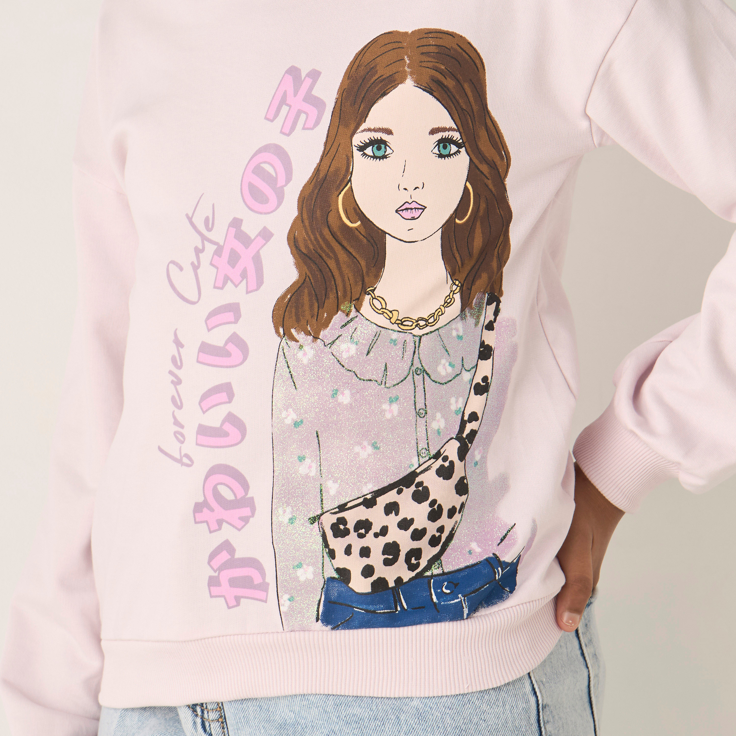 Juniors Graphic Print Pullover with Long Sleeves-girls-clothing-sweatshirts-image-4