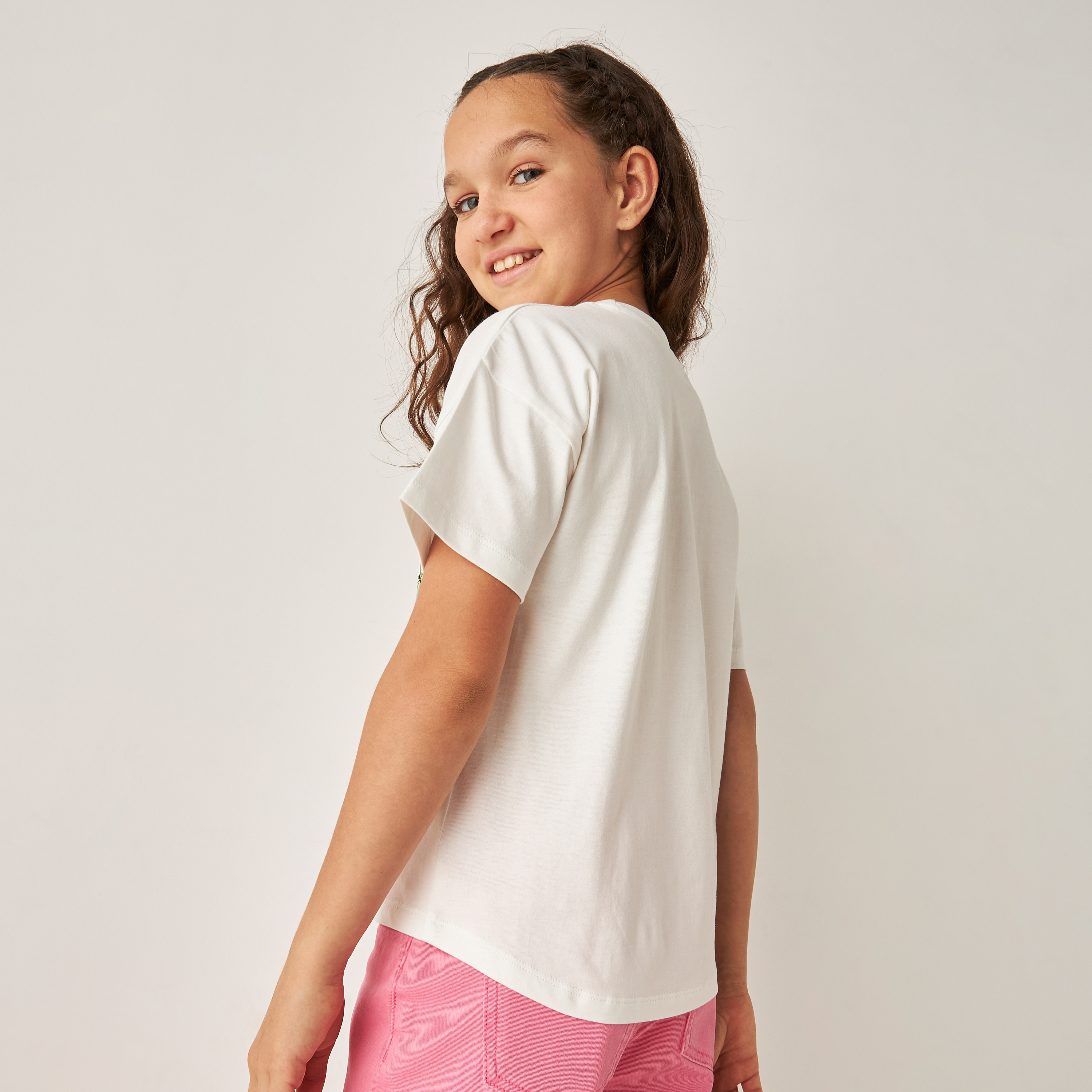 Juniors Embellished Cotton T-shirt with Short Sleeves-girls-clothing-tshirts-image-3