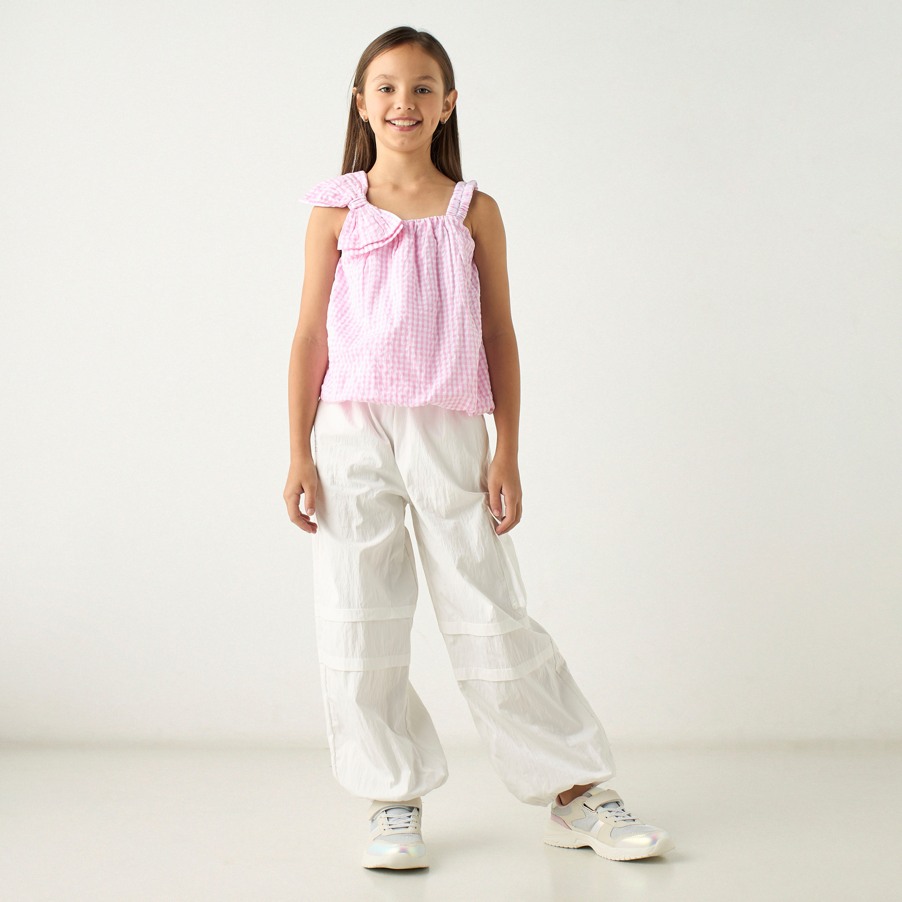 Juniors Solid Sleeveless Top with Bow Applique and Square Neck-girls-clothing-blousesandshirts-image-2