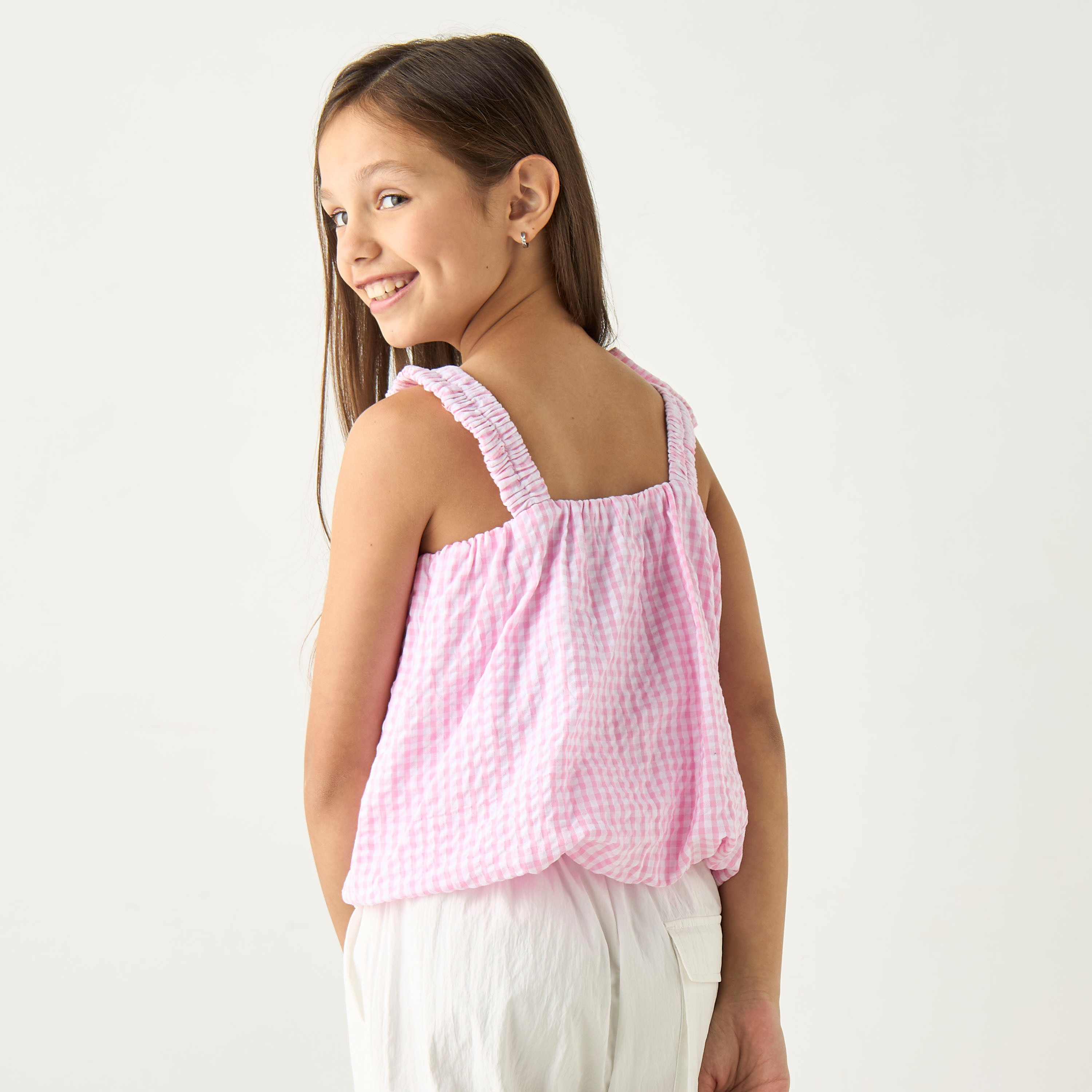 Juniors Solid Sleeveless Top with Bow Applique and Square Neck-girls-clothing-blousesandshirts-image-3