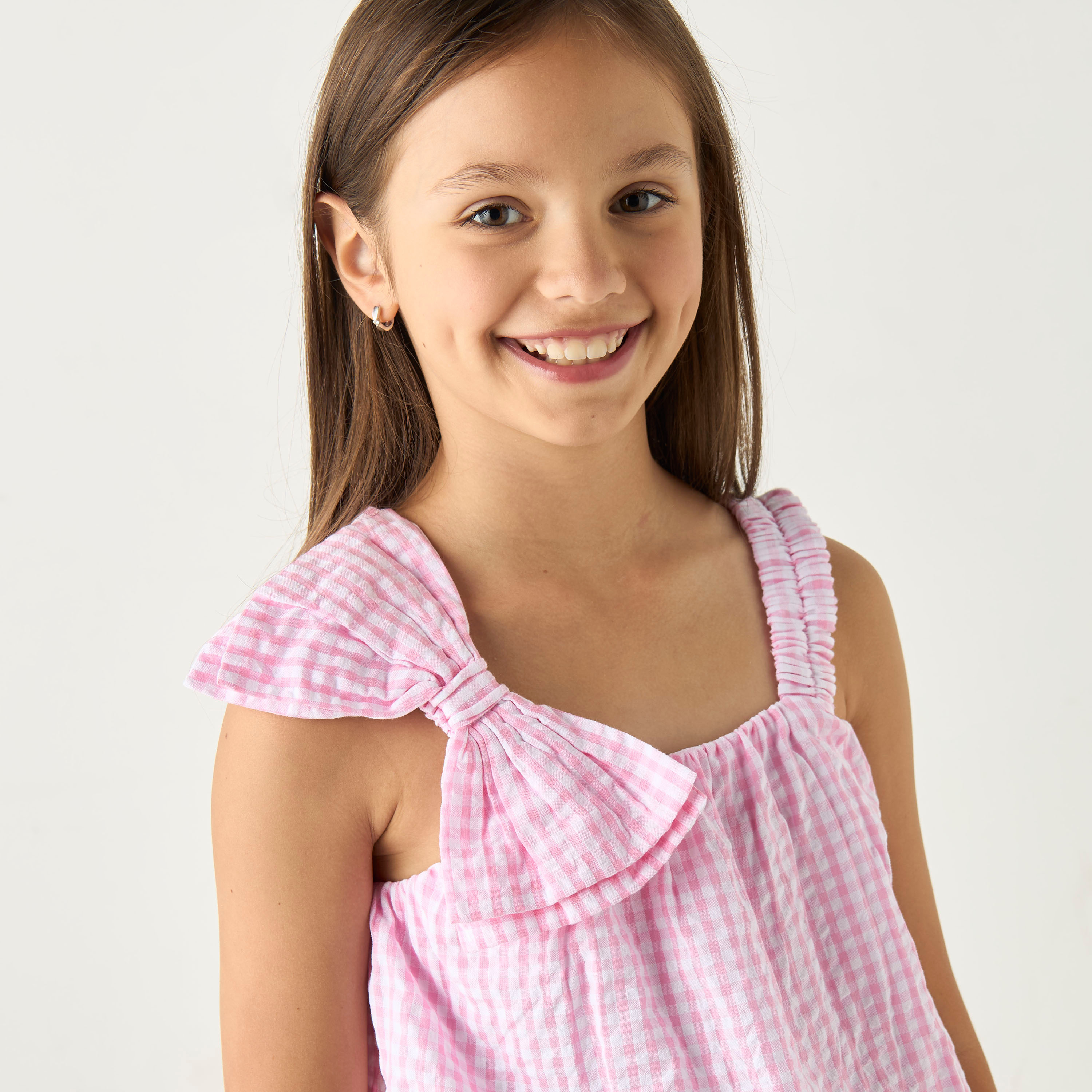 Juniors Solid Sleeveless Top with Bow Applique and Square Neck-girls-clothing-blousesandshirts-image-4