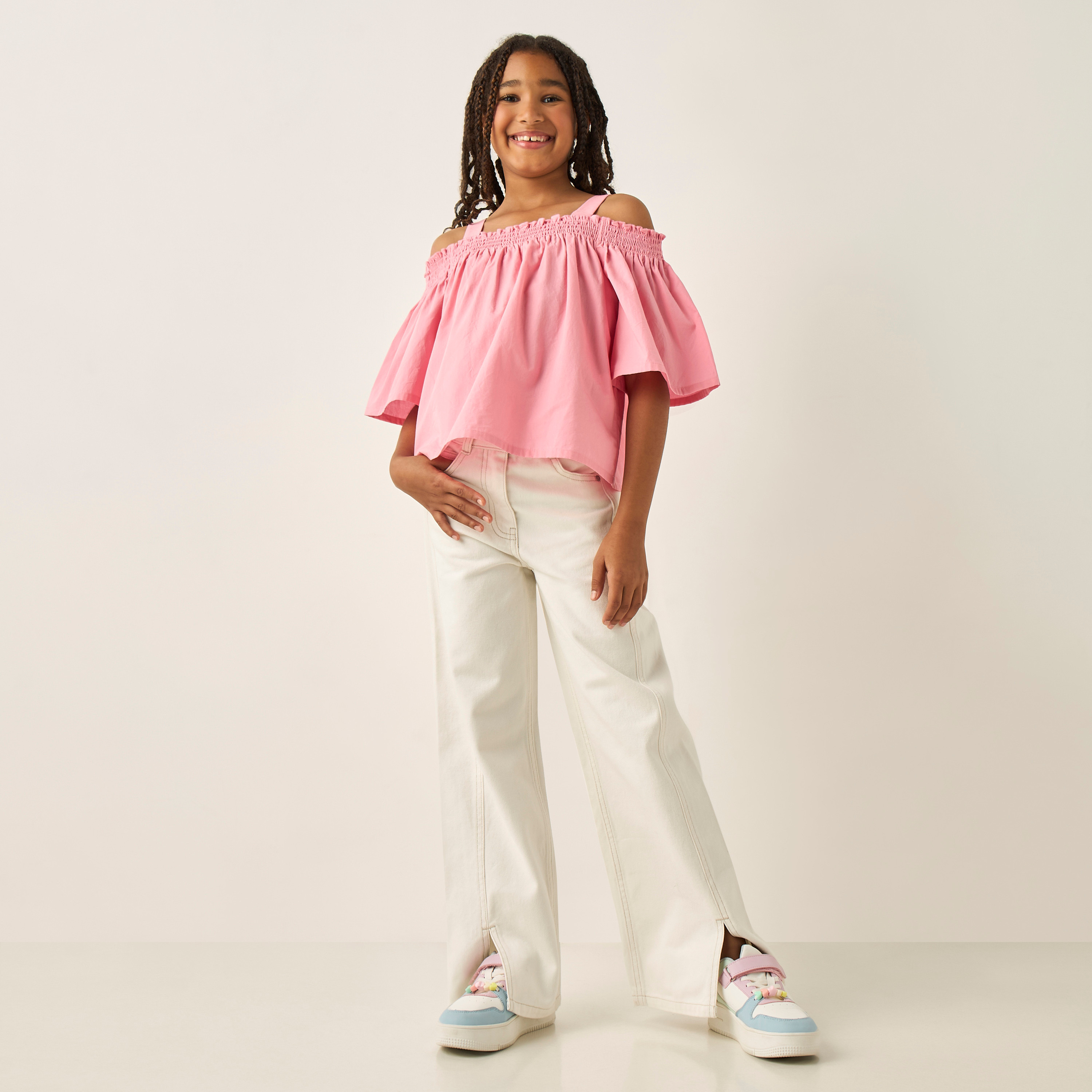 Juniors Solid Off Shoulder Top-girls-clothing-blousesandshirts-image-2