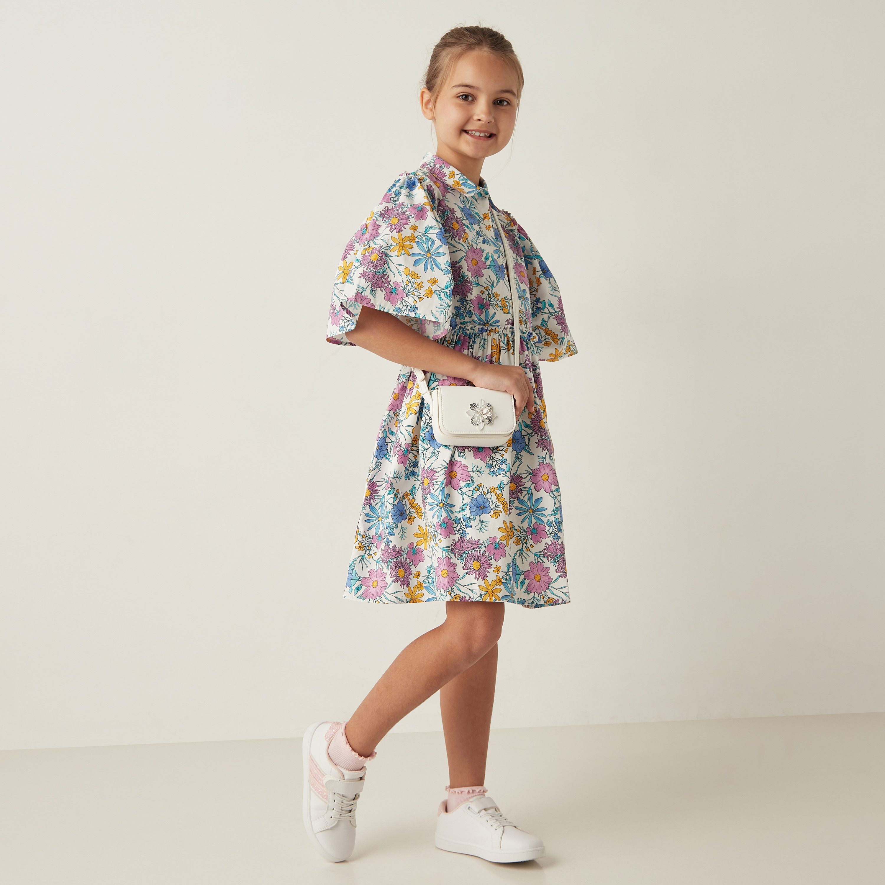 Juniors All-Over Floral Print Shirt Dress with Short Sleeves-girls-clothing-dressesandjumpsuits-image-2