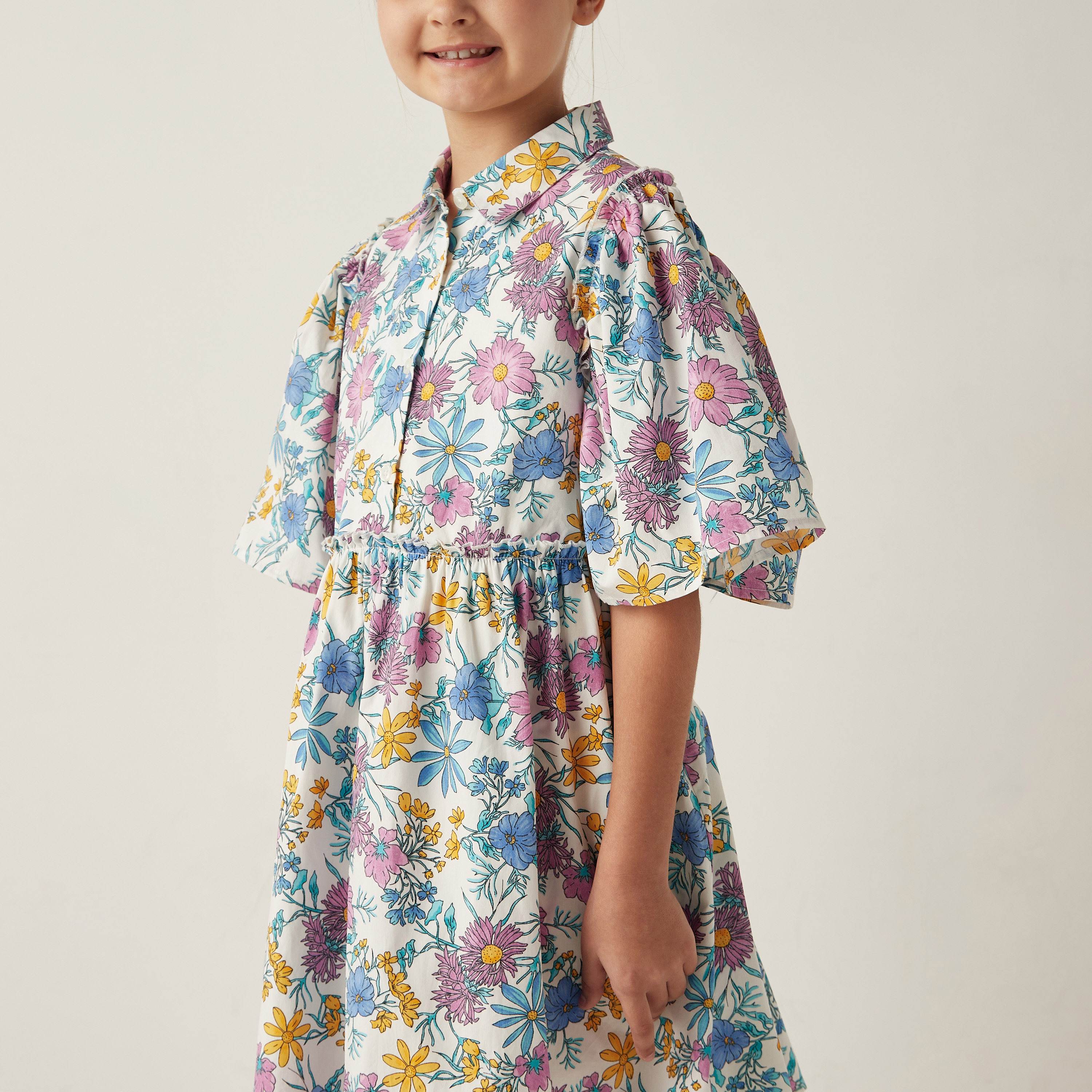 Juniors All-Over Floral Print Shirt Dress with Short Sleeves-girls-clothing-dressesandjumpsuits-image-4