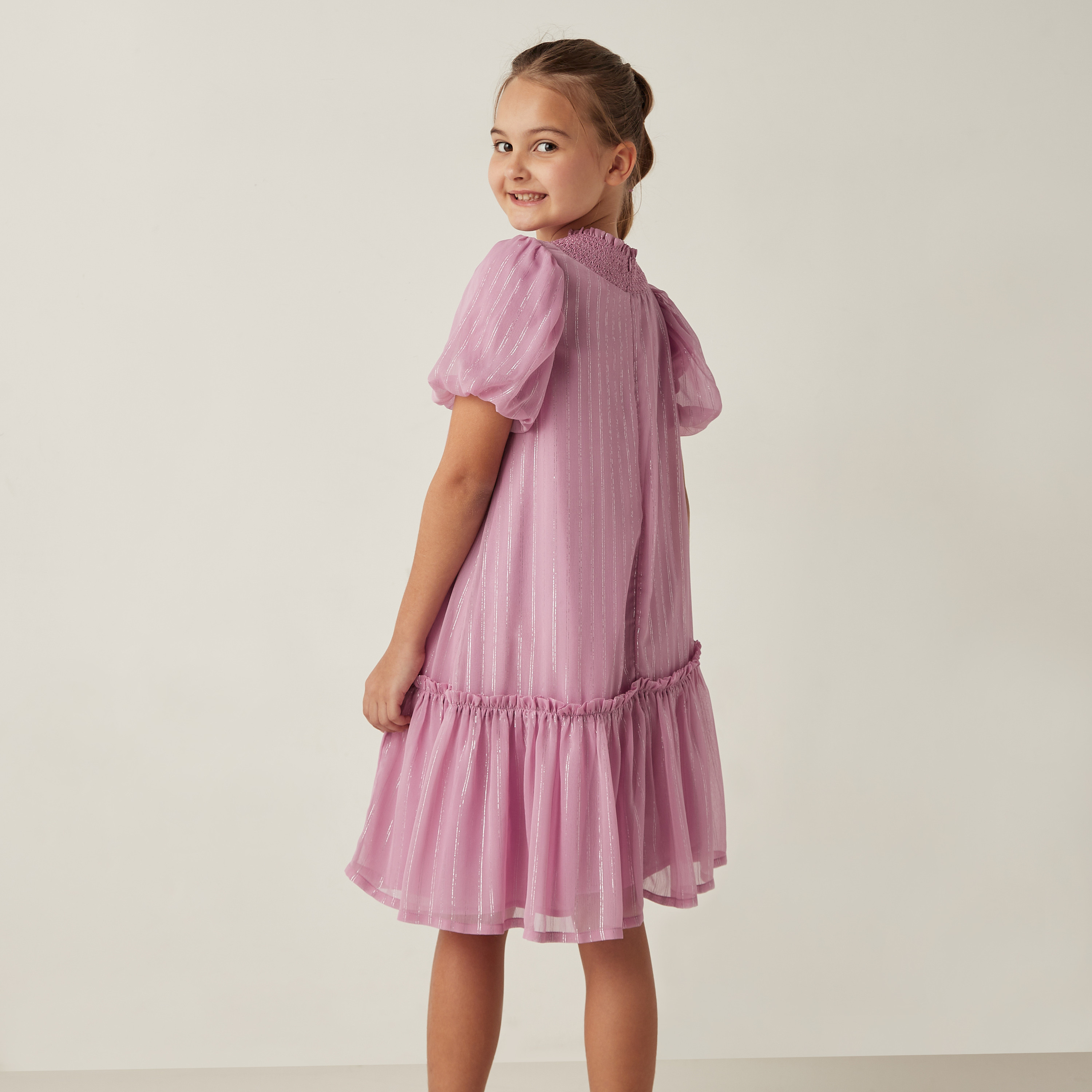 Juniors Textured Drop Waist Dress with Smocked Detail-girls-clothing-dressesandjumpsuits-image-3