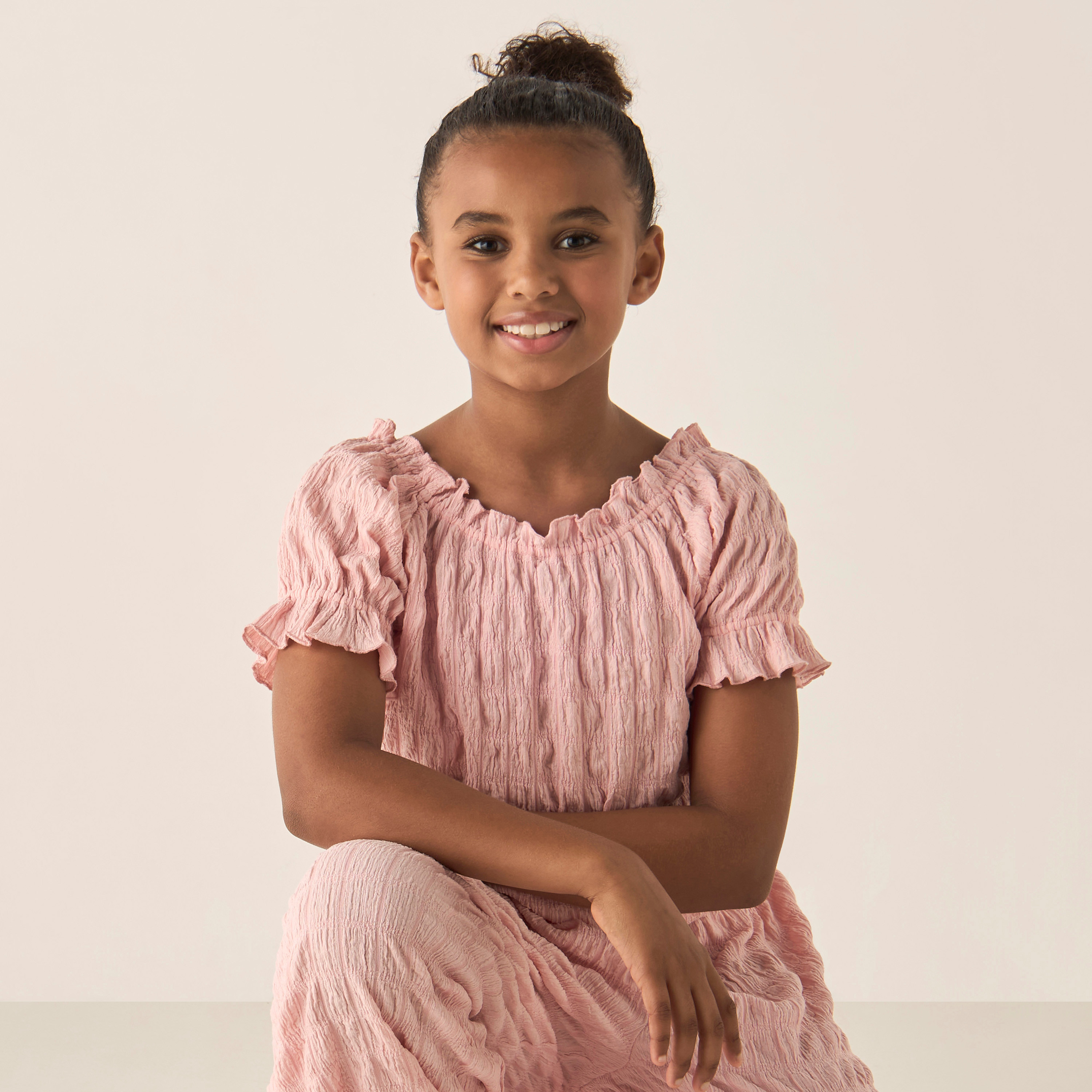Juniors Textured Top and Pants Set-girls-clothing-setsandcoords-image-2