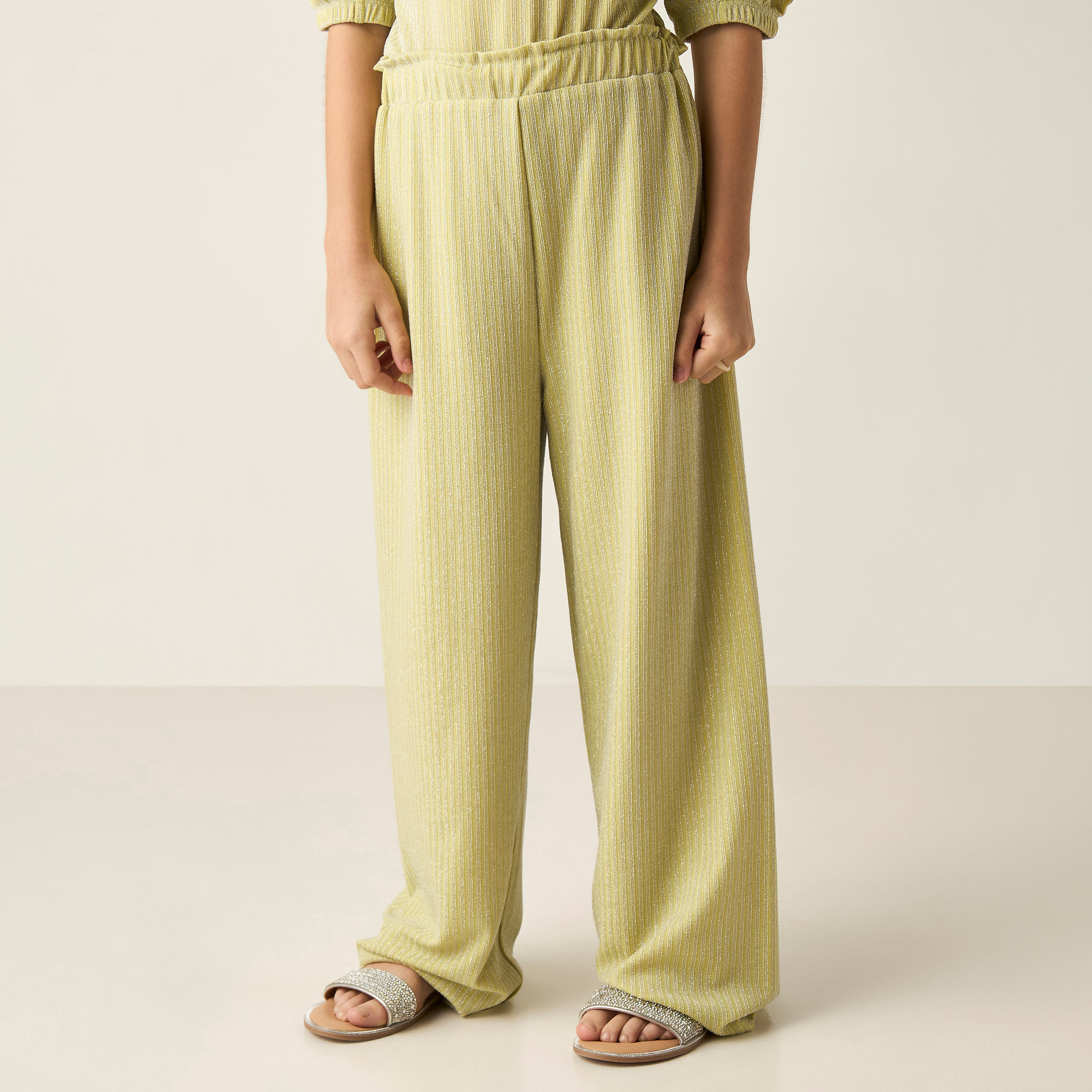 Juniors Textured Short Sleeve Top and Pants Set-girls-clothing-setsandcoords-image-3