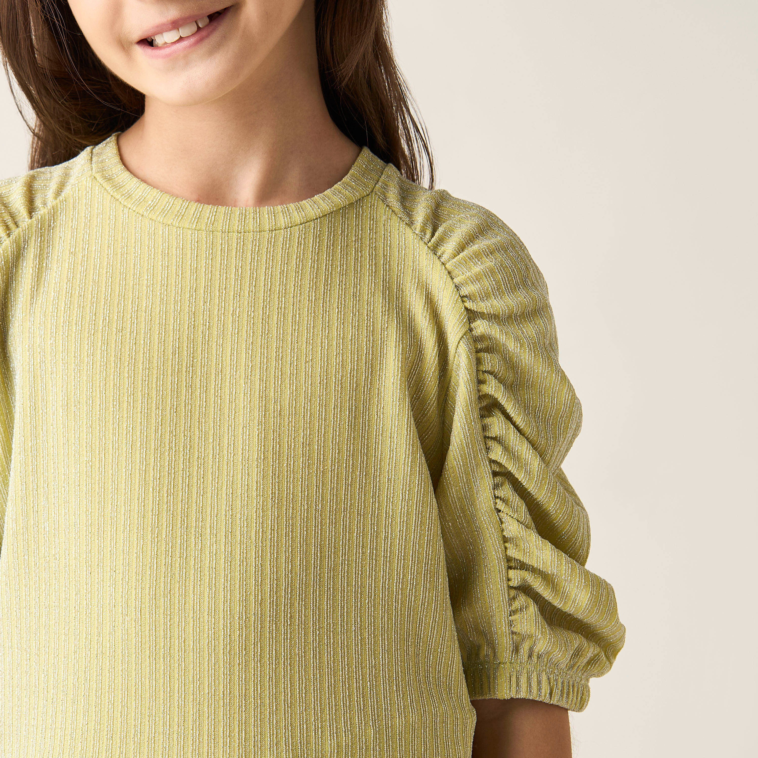 Juniors Textured Short Sleeve Top and Pants Set-girls-clothing-setsandcoords-image-5