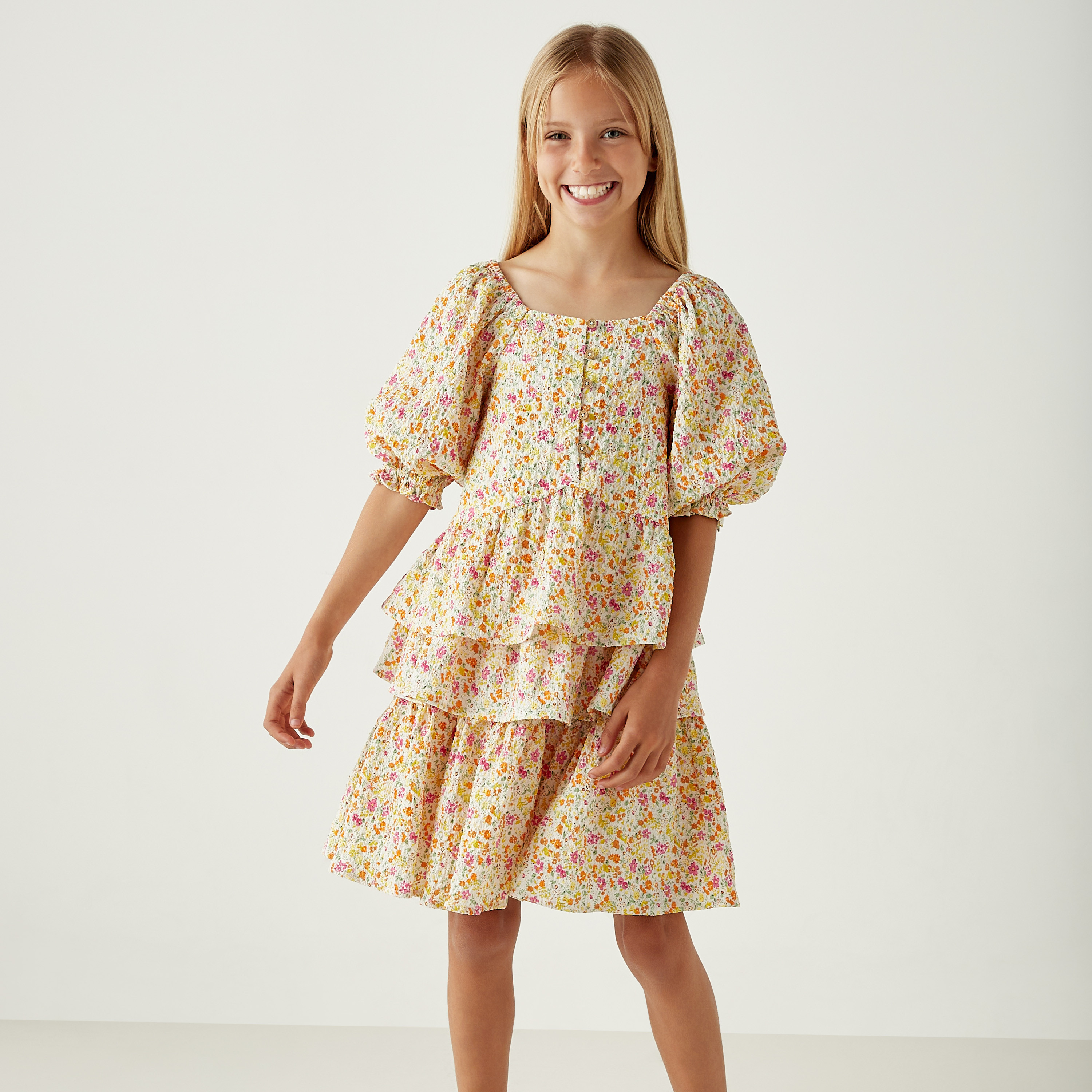 Juniors All-Over Floral Print Top and Skirt Set-girls-clothing-setsandcoords-image-1