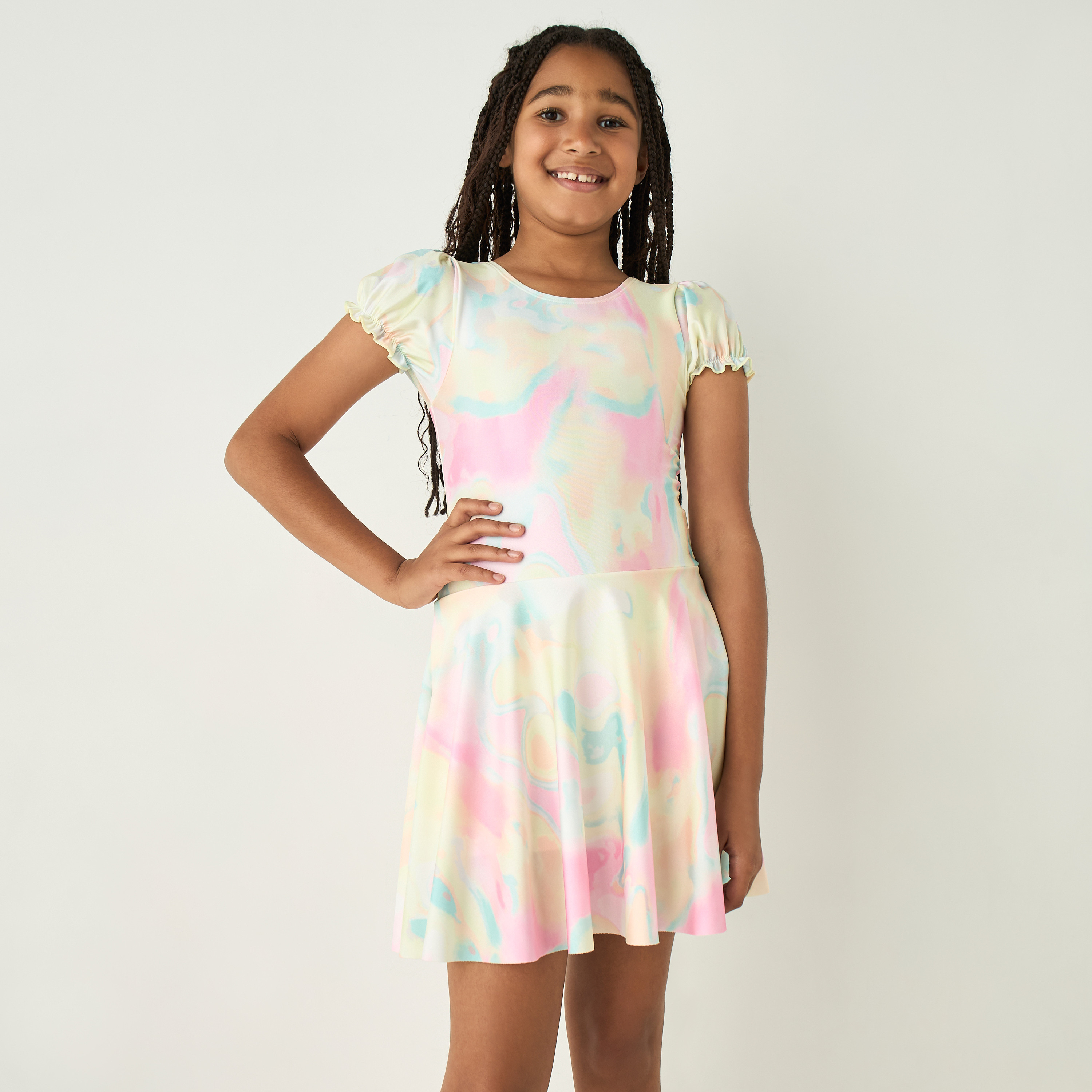 Juniors All-Over Print Swim Dress with Shorts-sports-gear-swimming-girl-image-2