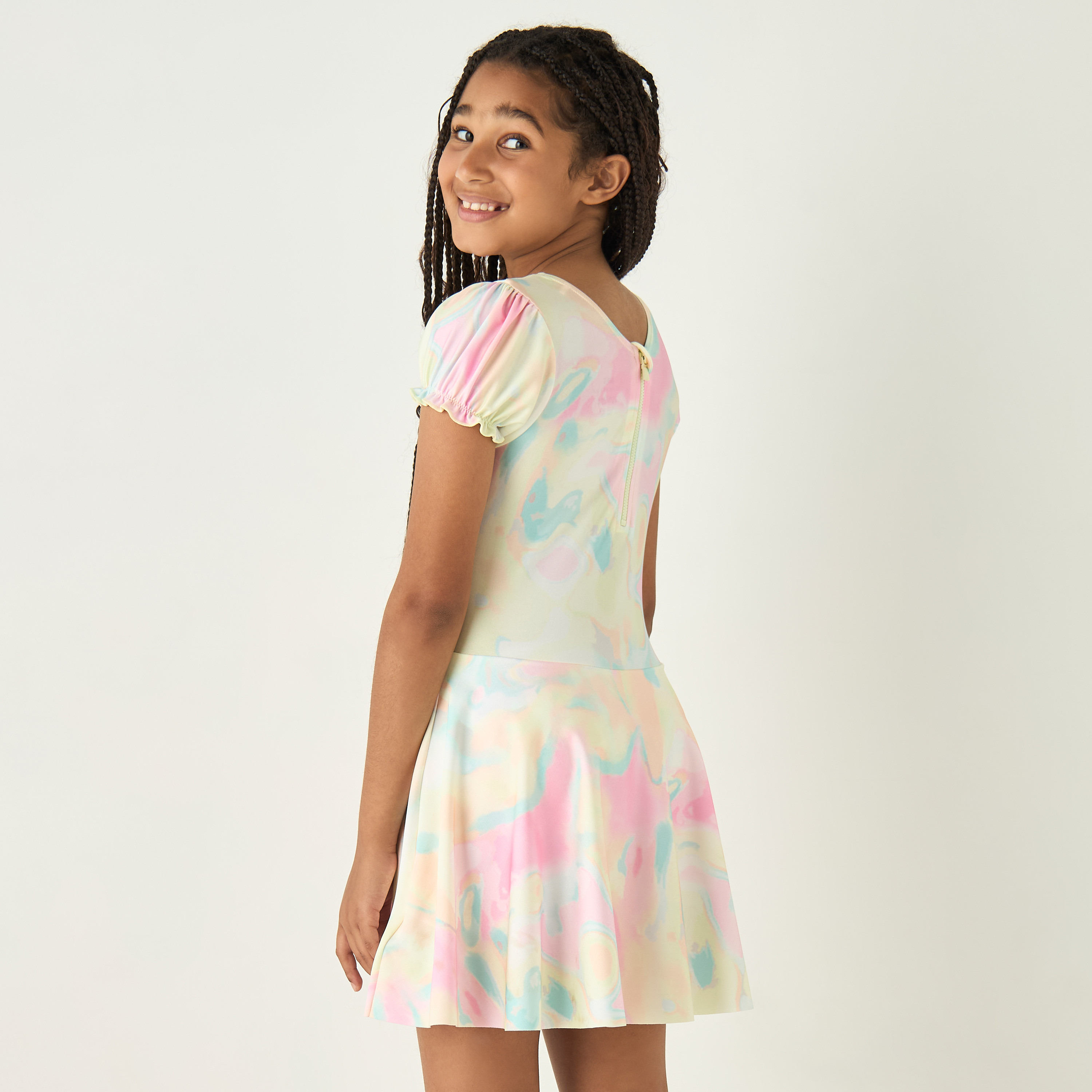 Juniors All-Over Print Swim Dress with Shorts-sports-gear-swimming-girl-image-3