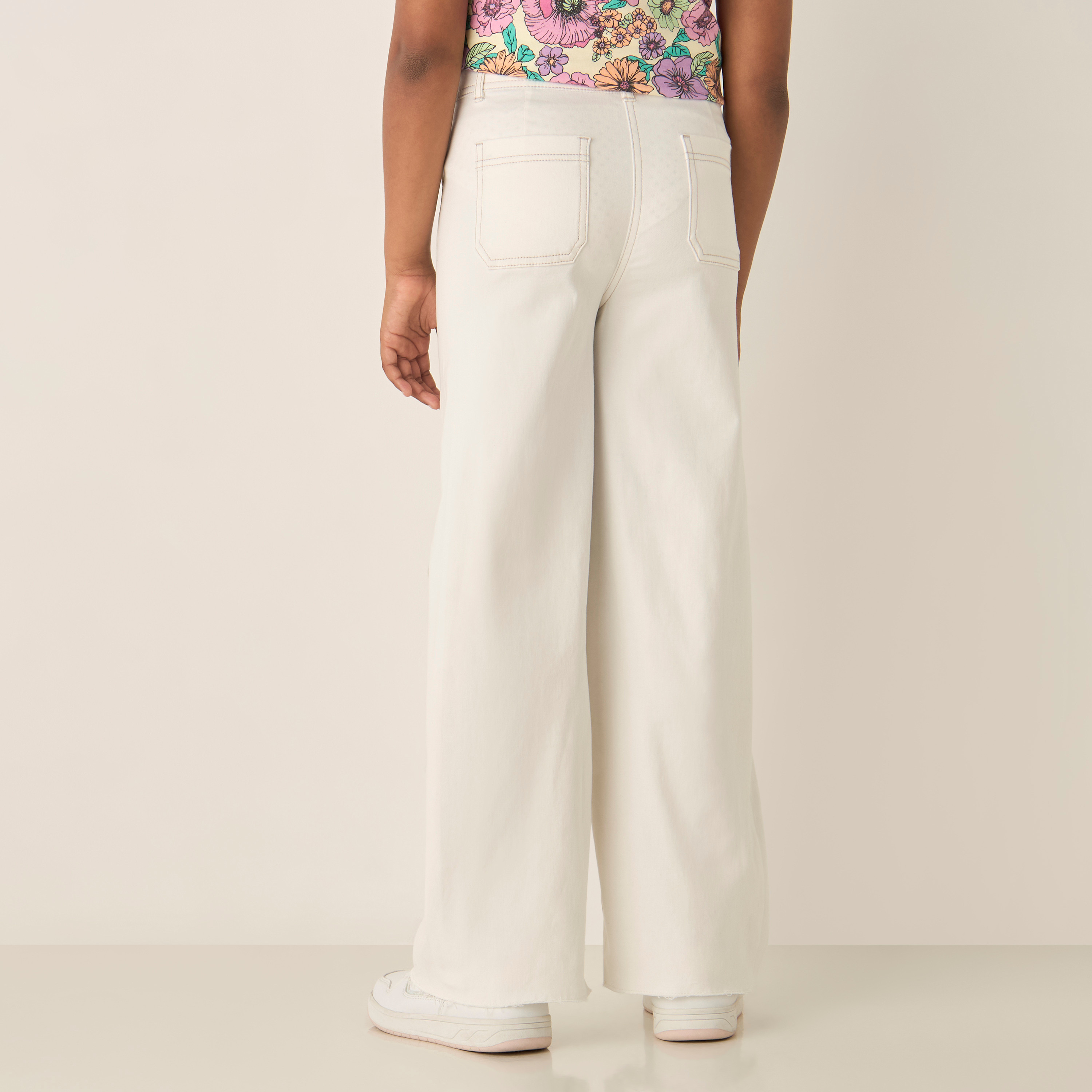 Juniors Solid Wide Leg Jeans with Button Closure and Pockets-girls-clothing-bottoms-trousers-image-3
