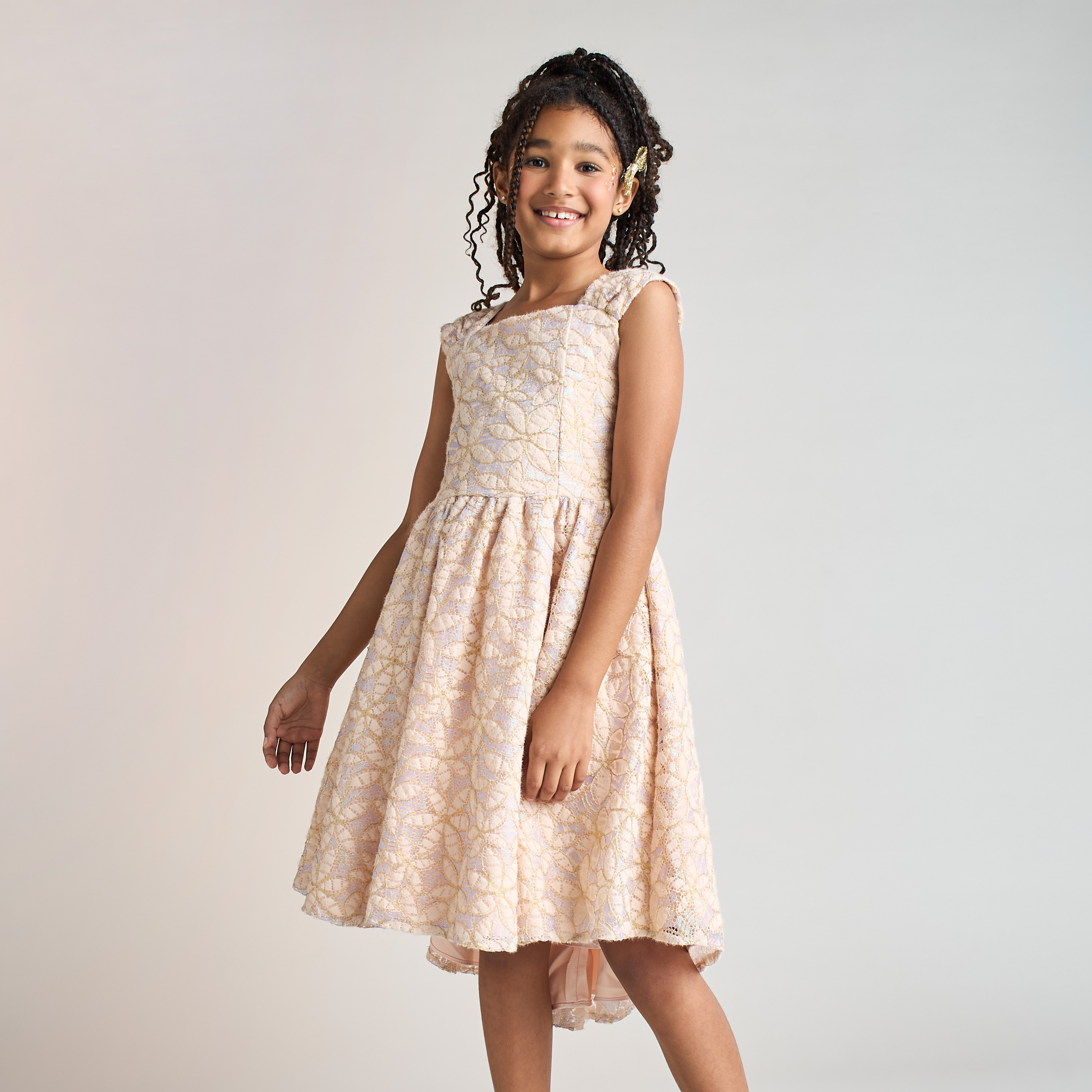 Buy Juniors Textured Sleeveless Dress with High Low Hem Online Mothercare Bahrain