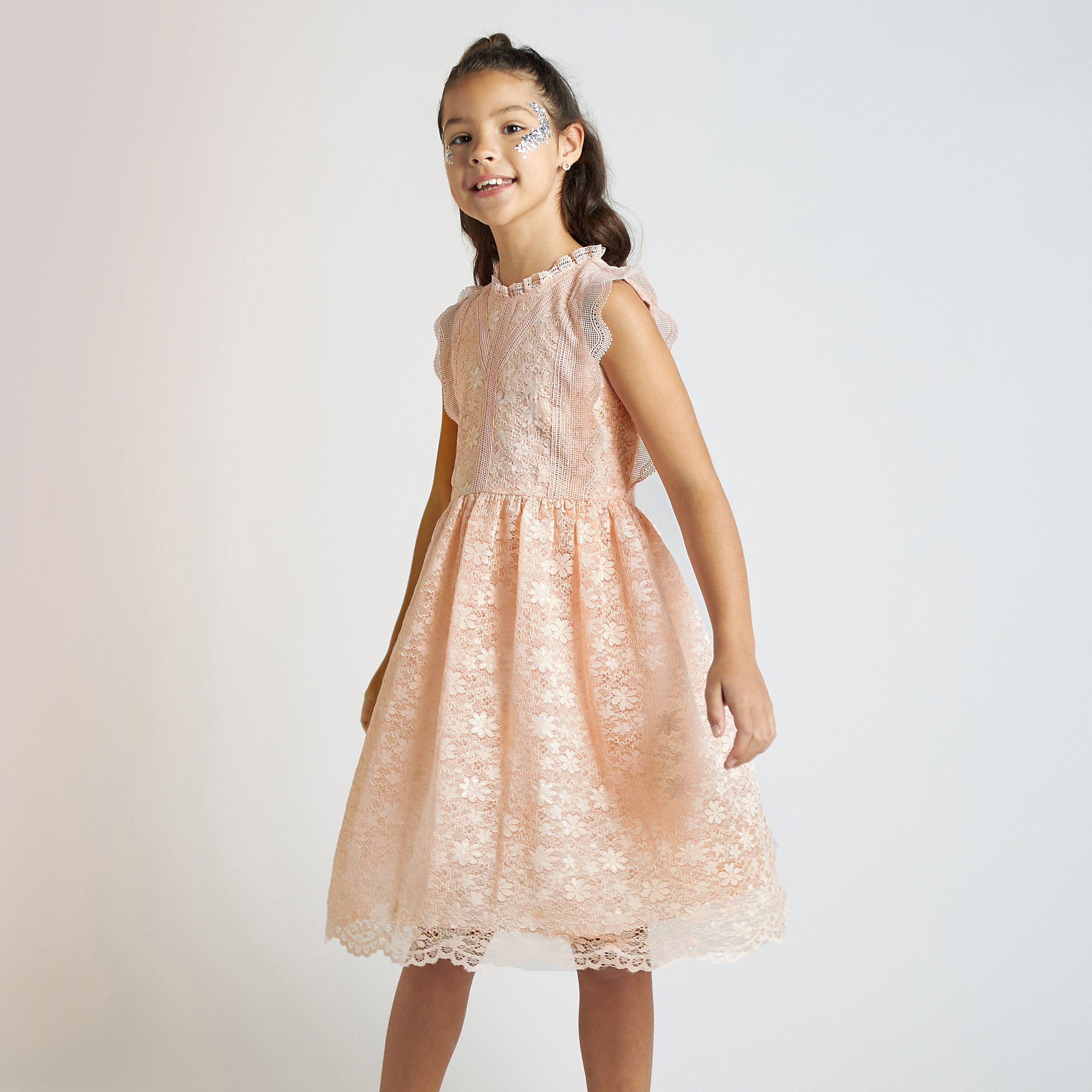 Buy Juniors Lace Up Detail Sleeveless Dress with Zip Closure Online for Girls Centrepoint Bahrain