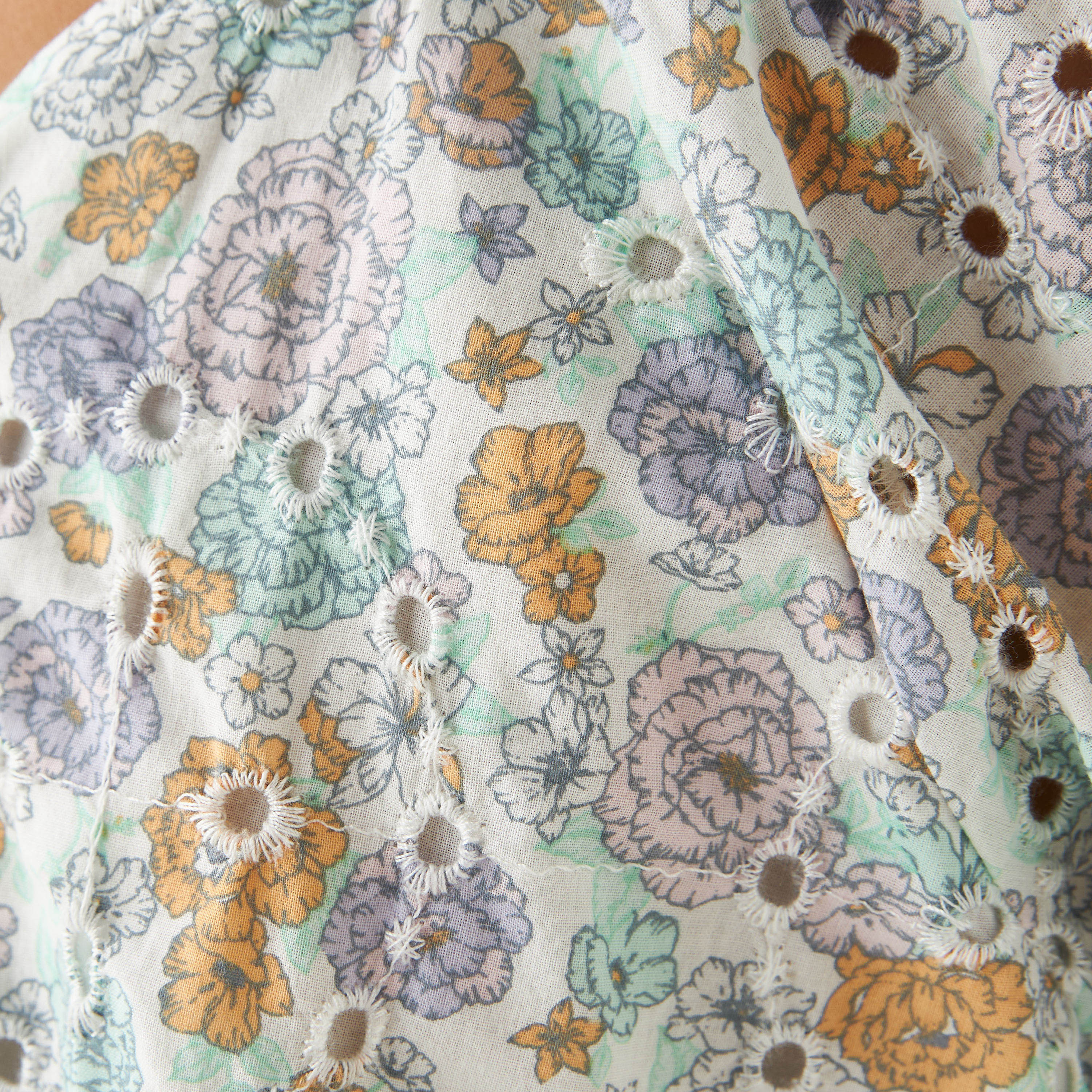Eligo All-Over Floral Print Schiffli Detail Top with V-neck and Tie-Up Detail-girls-clothing-blousesandshirts-image-5