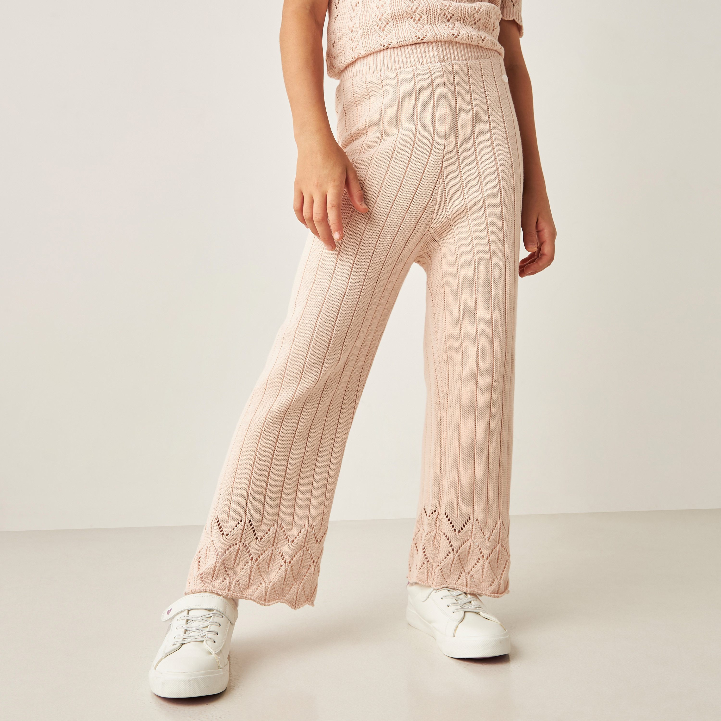 بنطلون مضلّع بأرجل واسعة من إليجو-girls-clothing-bottoms-trousers-image-1