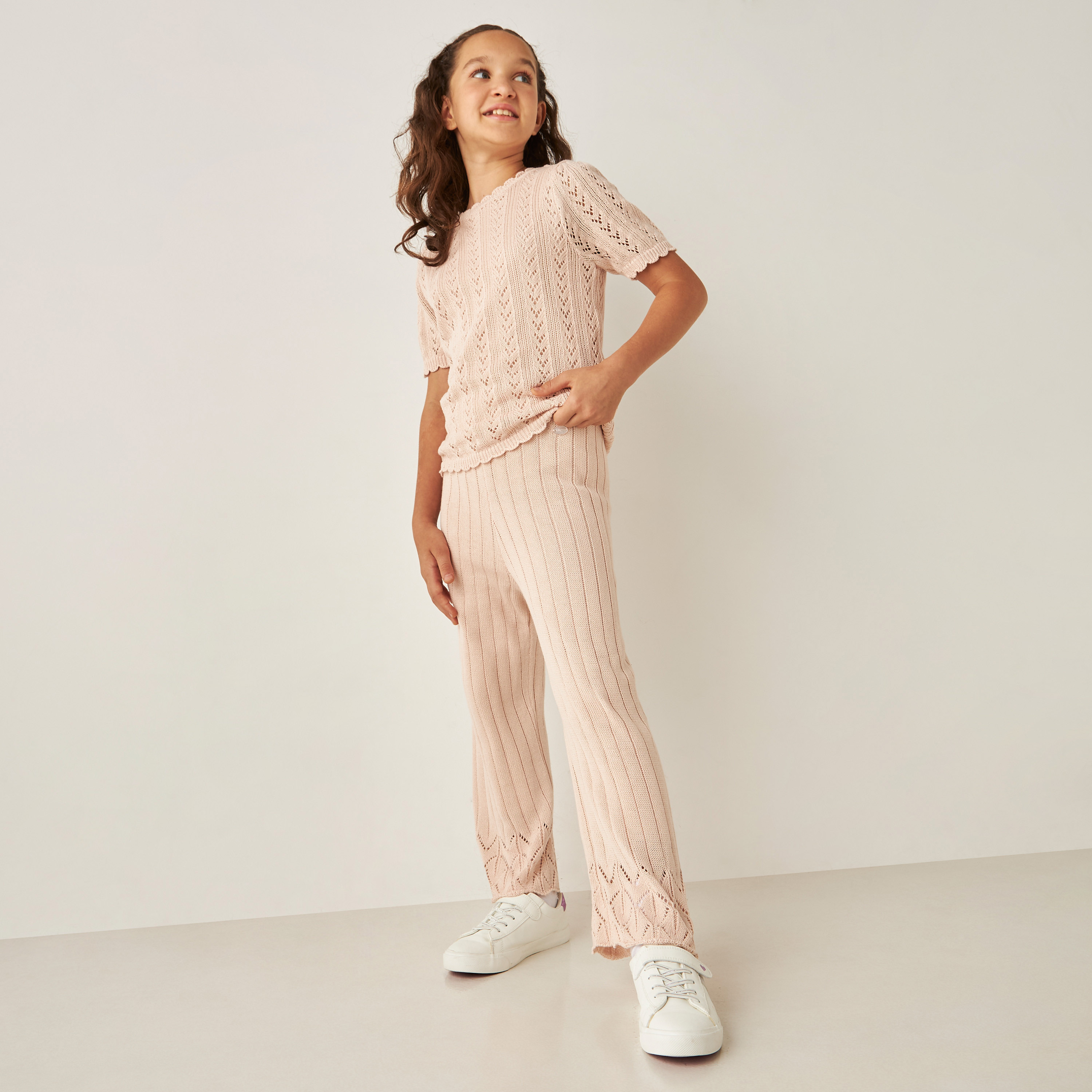 بنطلون مضلّع بأرجل واسعة من إليجو-girls-clothing-bottoms-trousers-image-2