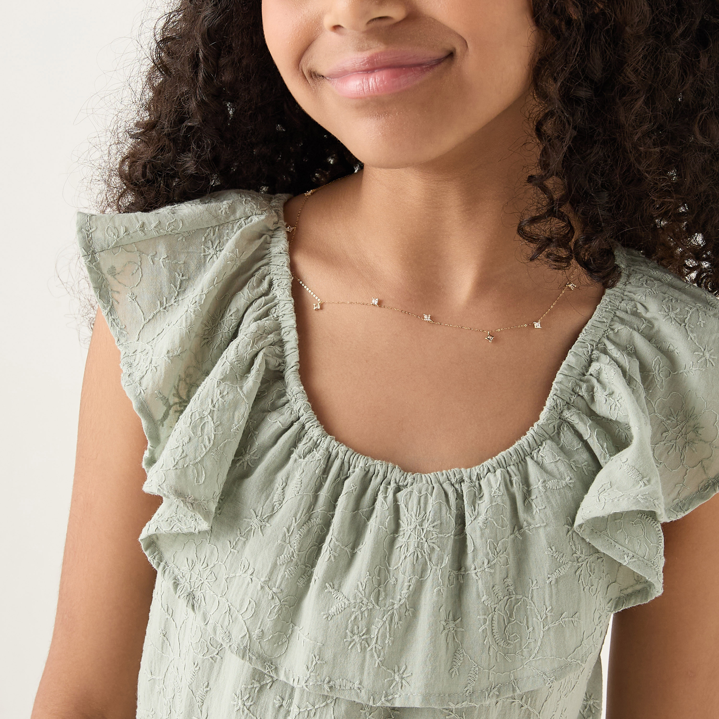 فستان دون أكمام بكشكش وتطريزات من إليجو-girls-clothing-dressesandjumpsuits-image-4