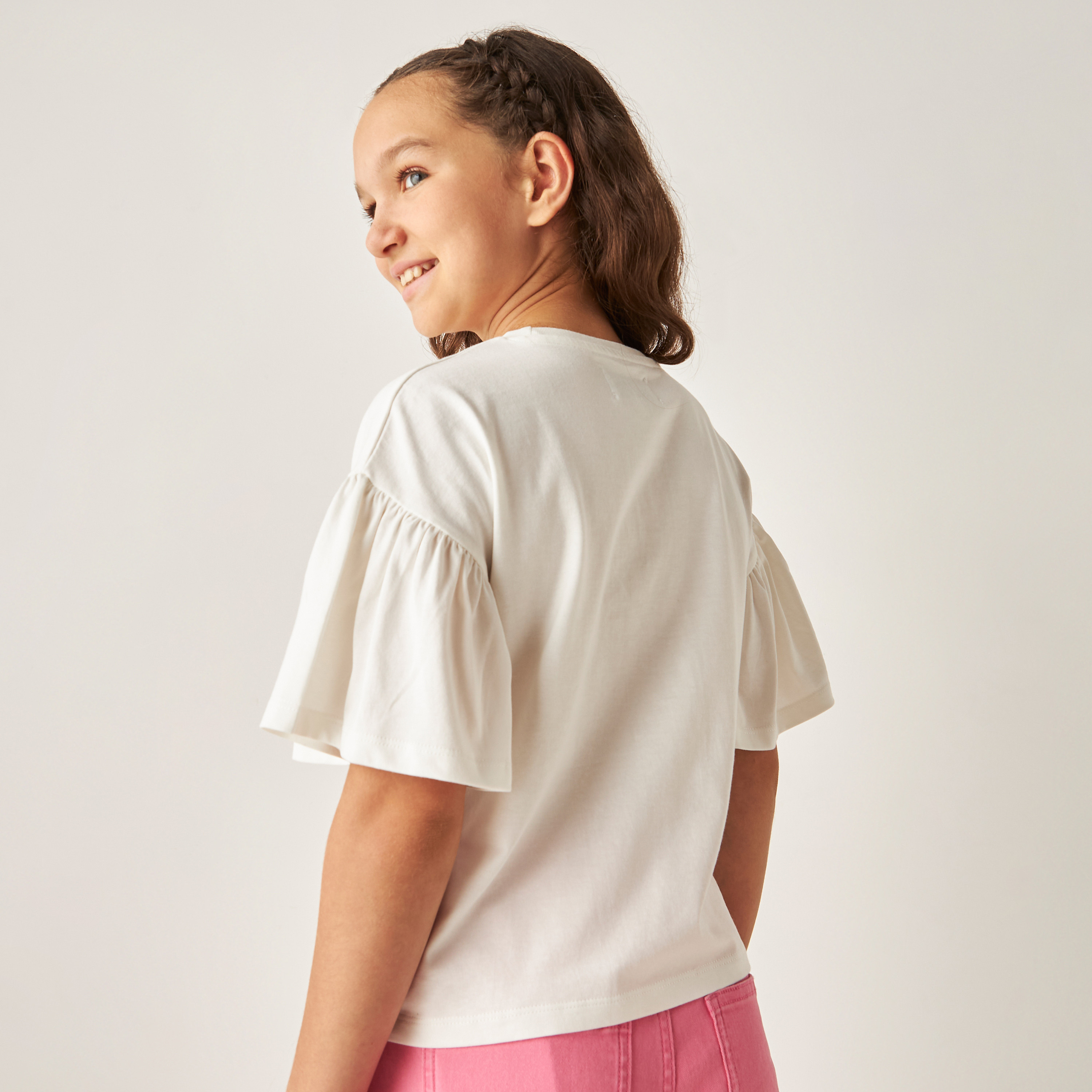 تيشيرت بأكمام لامعة وطبعات جرافيك من لي كوبر-girls-clothing-tshirts-image-3