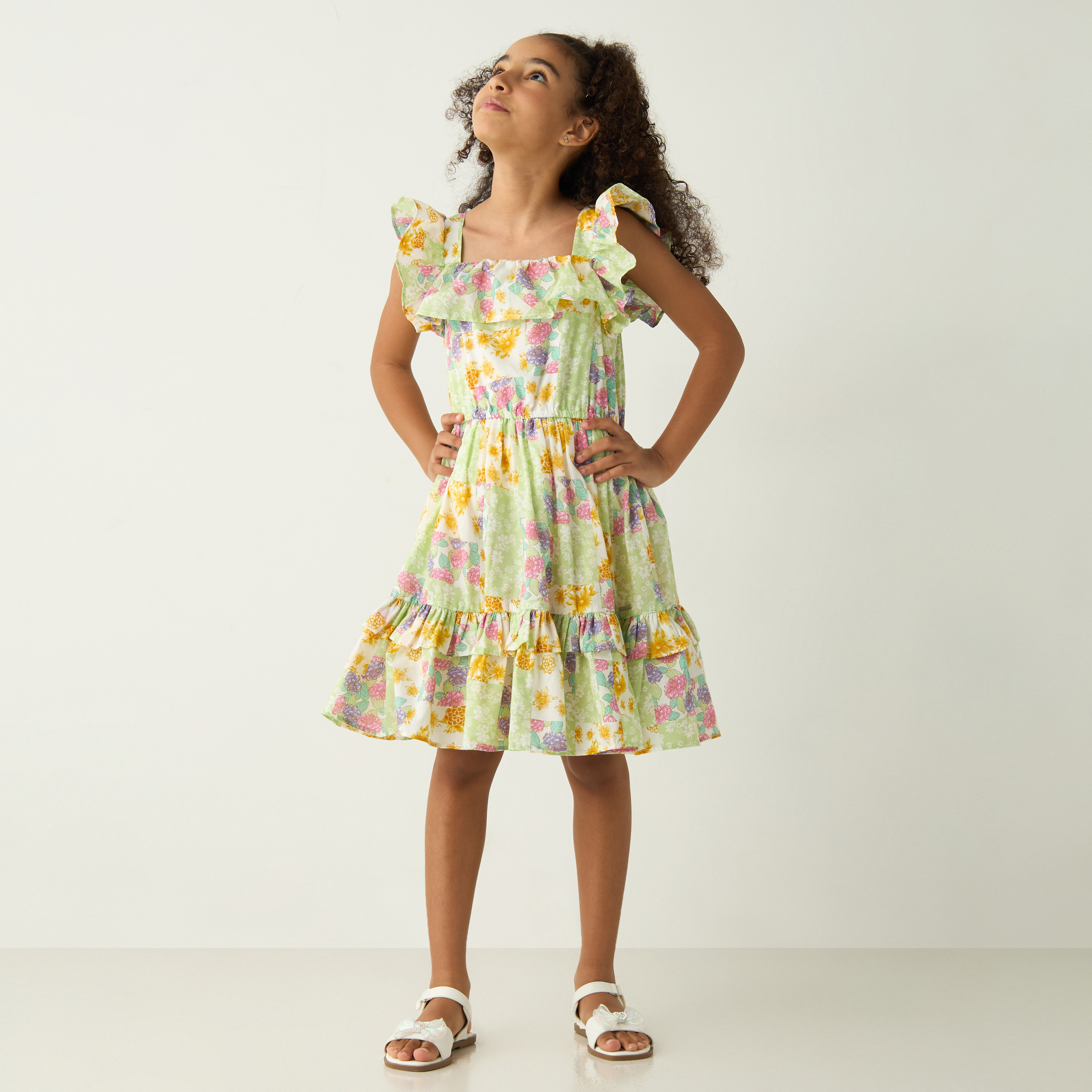 فستان متعدد الطبقات دون أكمام بكشكش وطبعات أزهار من لي كوبر-girls-clothing-dressesandjumpsuits-image-2