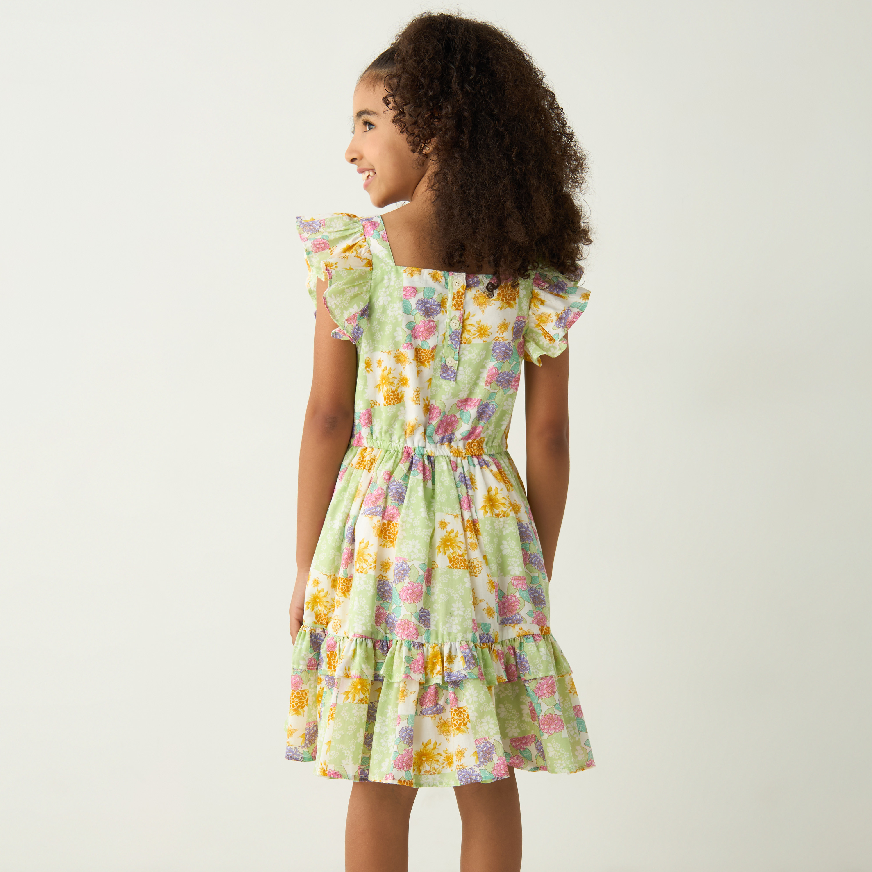 فستان متعدد الطبقات دون أكمام بكشكش وطبعات أزهار من لي كوبر-girls-clothing-dressesandjumpsuits-image-3