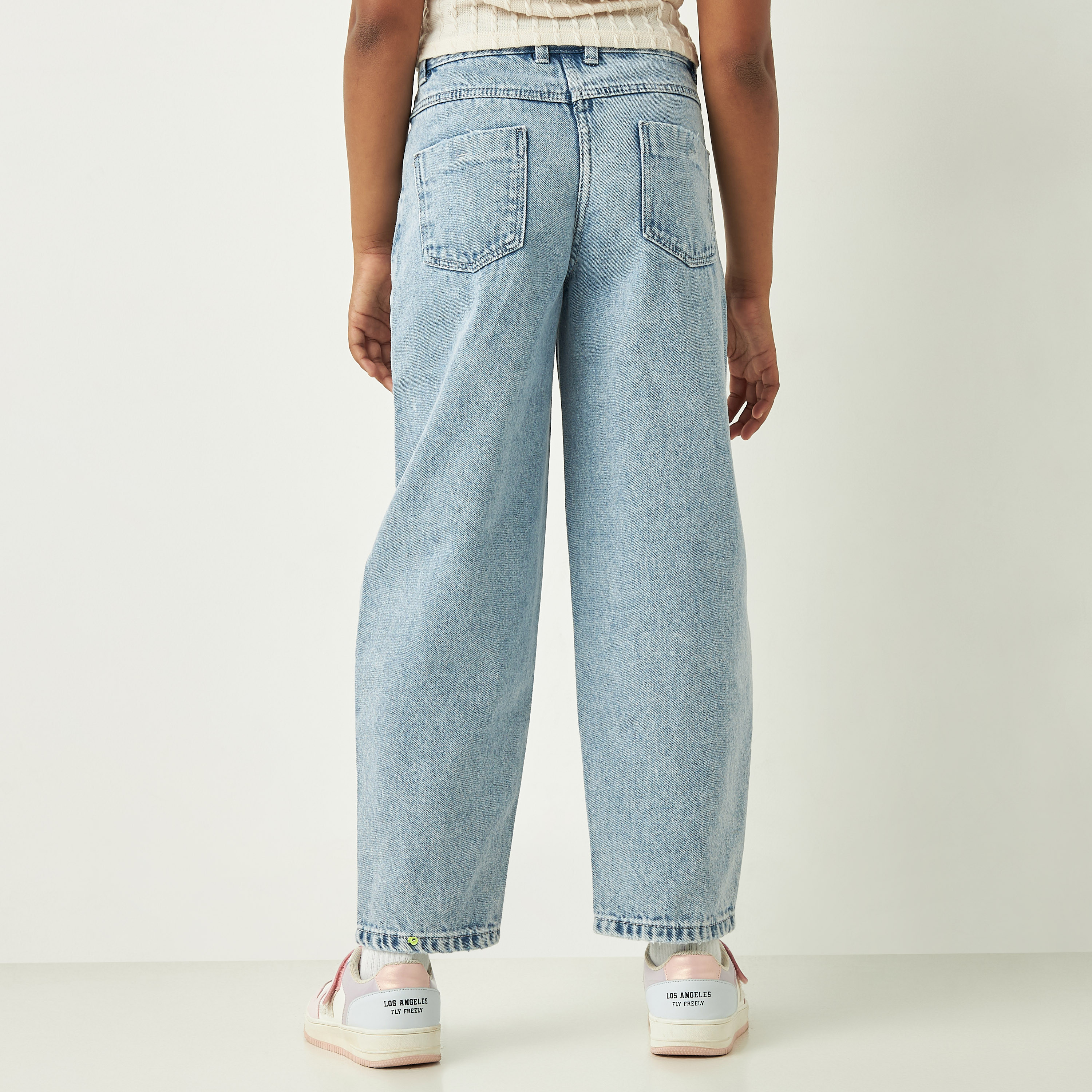 Sanrio Hello Kitty Detail Jeans with Button Closure and Pockets-girls-clothing-bottoms-trousers-image-3